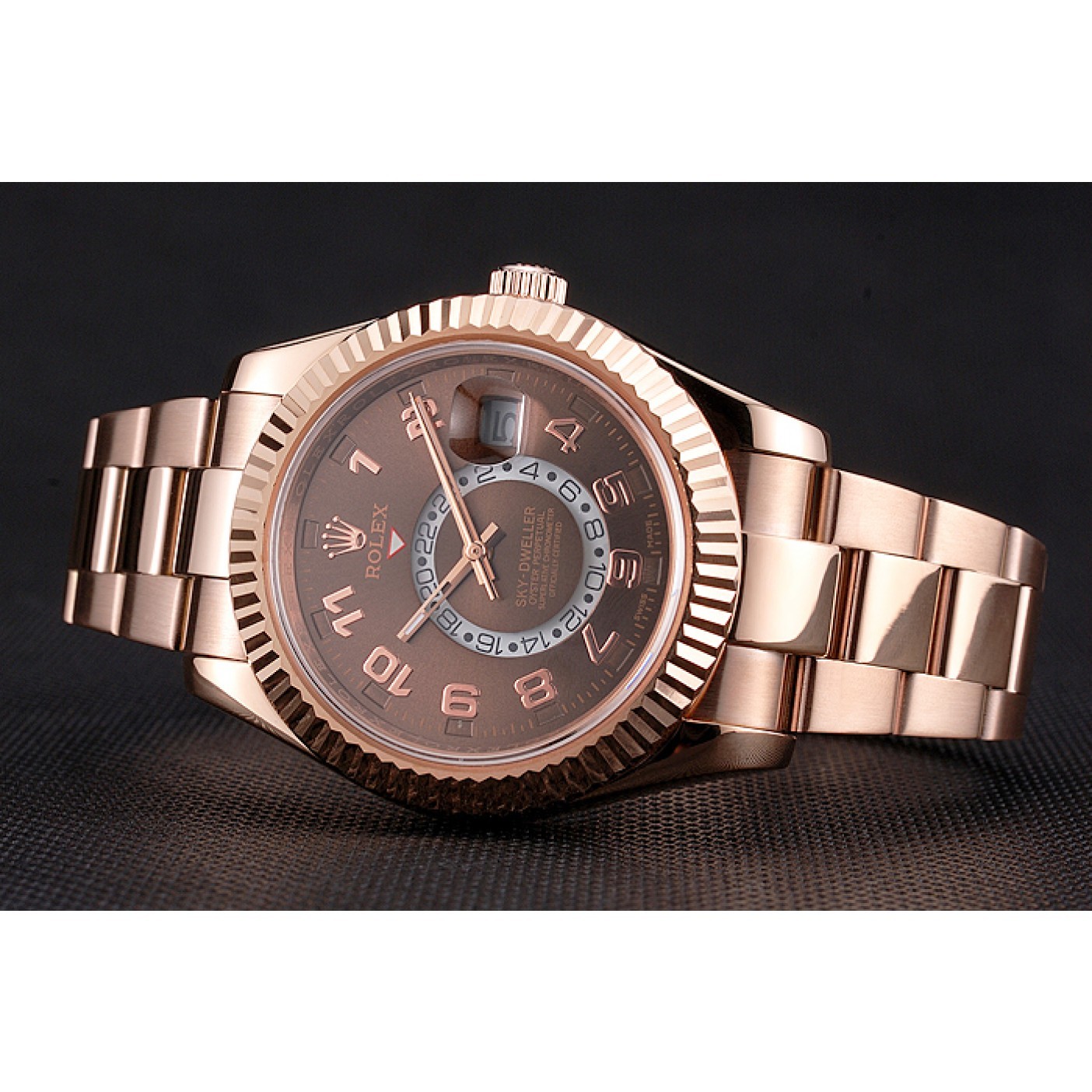 MiroTime Rolex Sky Dweller Brown Dial Rose Gold Case Ad Bracelet