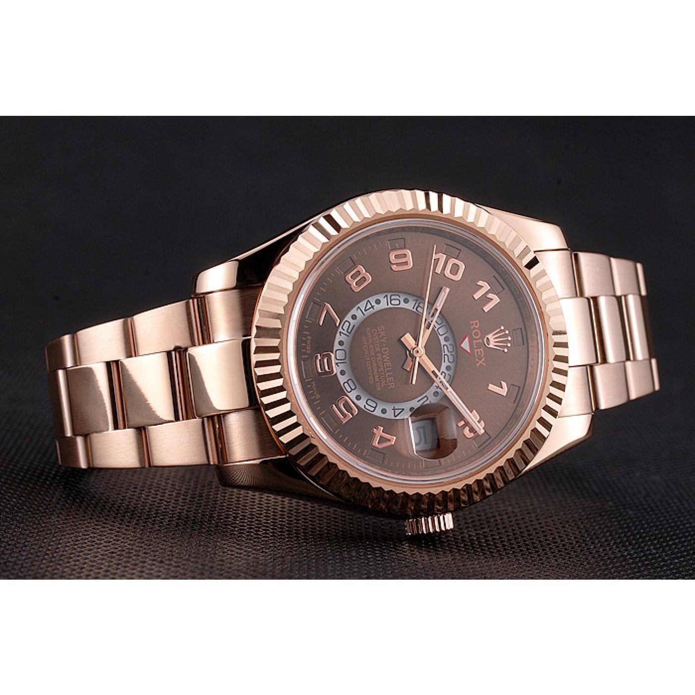 MiroTime Rolex Sky Dweller Brown Dial Rose Gold Case Ad Bracelet