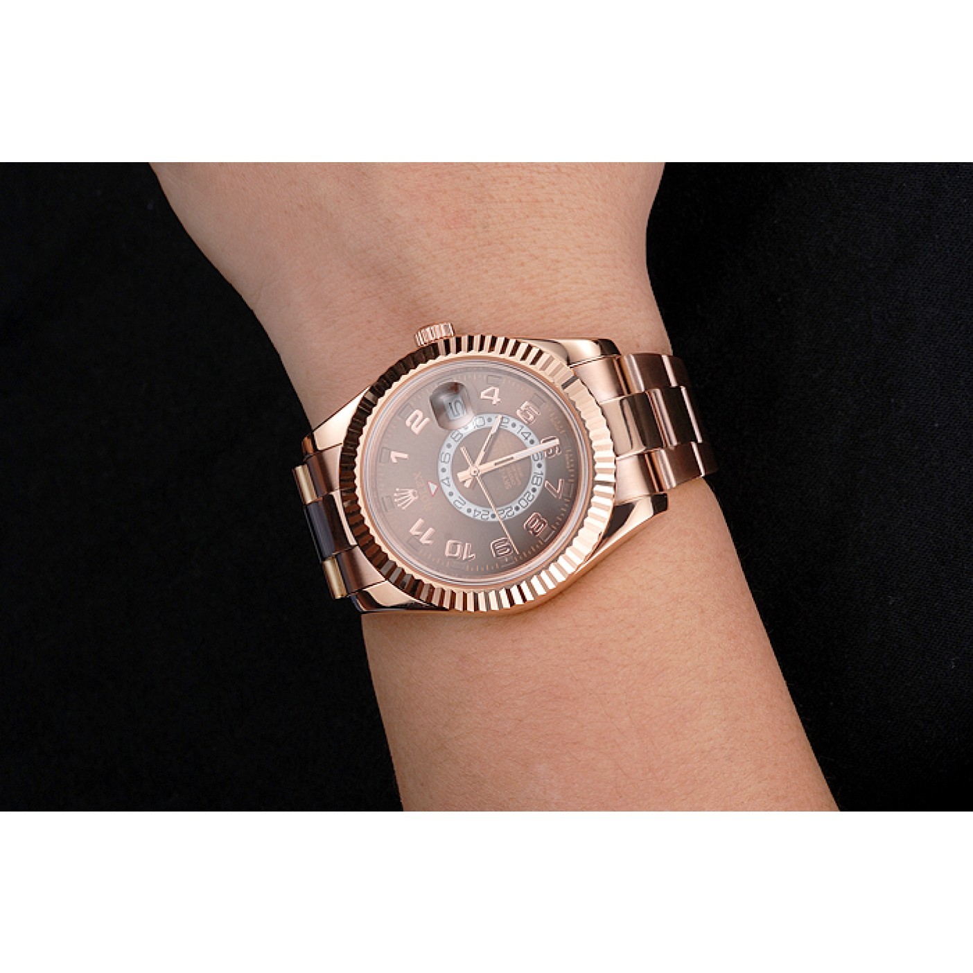 MiroTime Rolex Sky Dweller Brown Dial Rose Gold Case Ad Bracelet