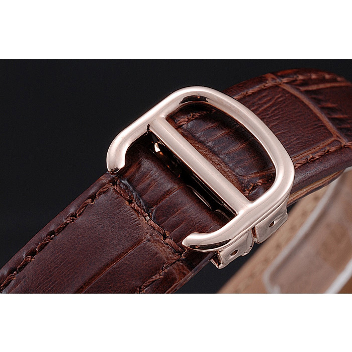 MiroTime Cartier Rotonde Blue Crown Brown Leather Bracelet 621974