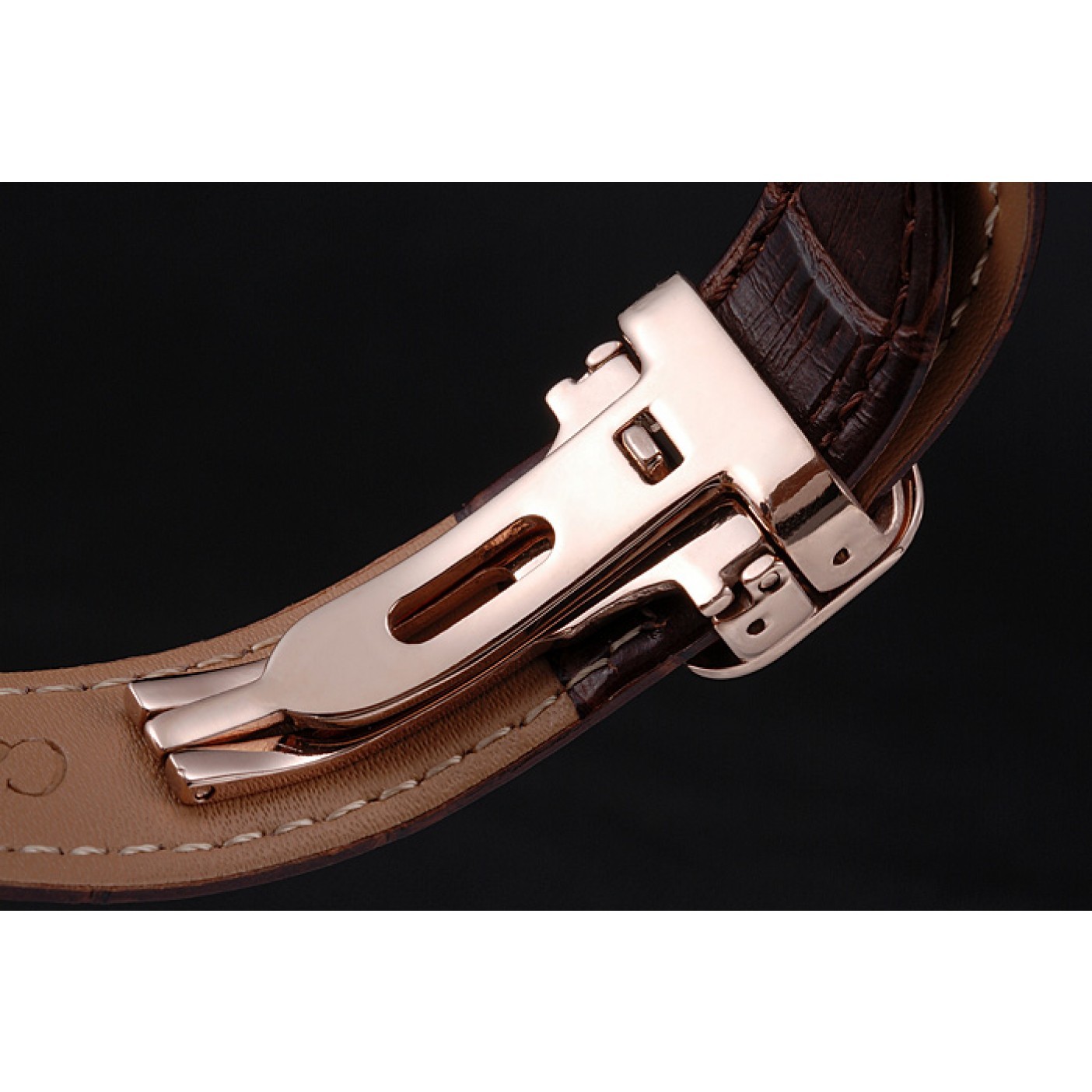 MiroTime Cartier Rotonde Blue Crown Brown Leather Bracelet 621974