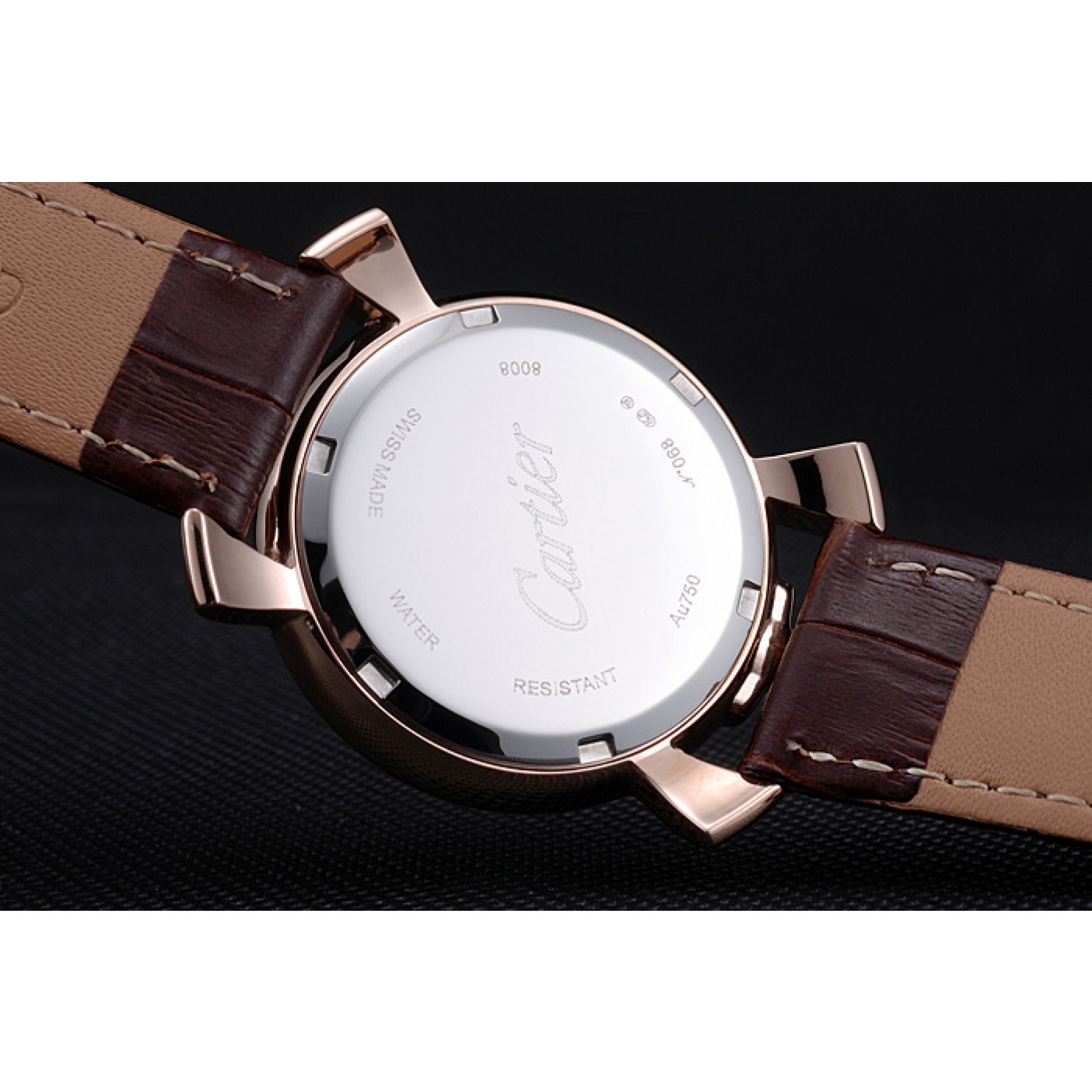 MiroTime Cartier Rotonde Blue Crown Brown Leather Bracelet 621974