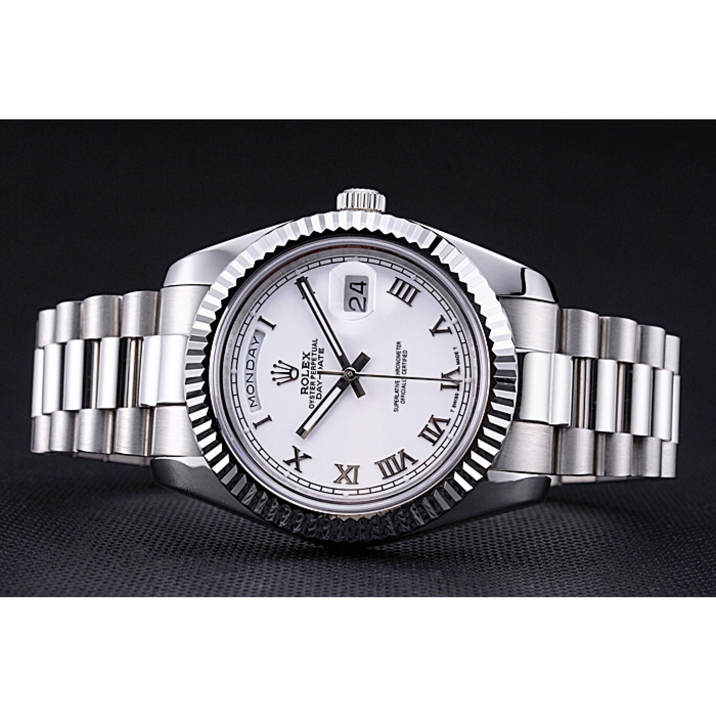 MiroTime Rolex Day-Date White Dial Stainless Steel Bracelet 622547