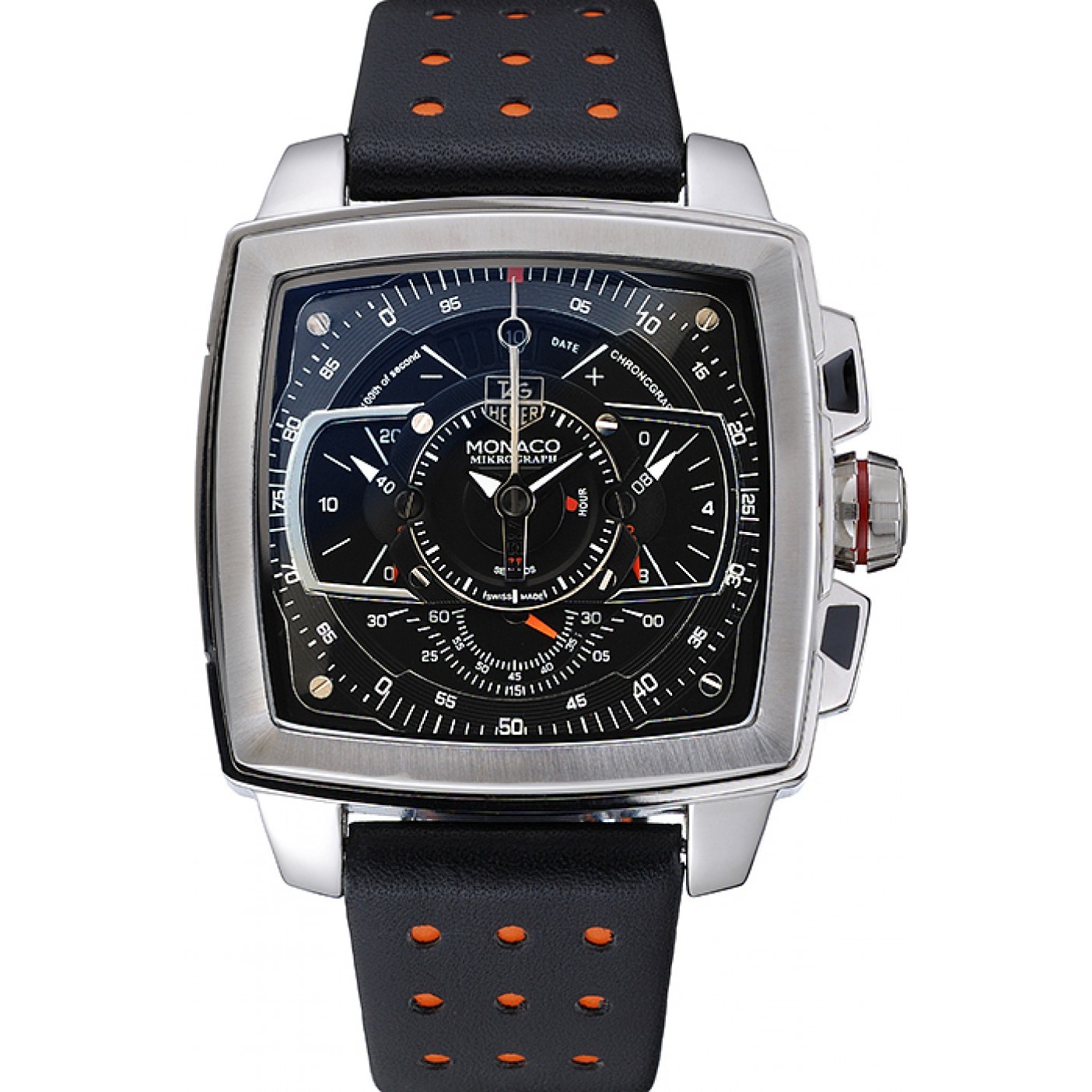 MiroTime Tag Heuer Monaco Mikrograph Black Leather Strap Black Dial 7923