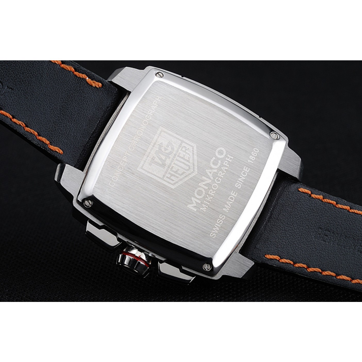 MiroTime Tag Heuer Monaco Mikrograph Black Leather Strap Black Dial 7923
