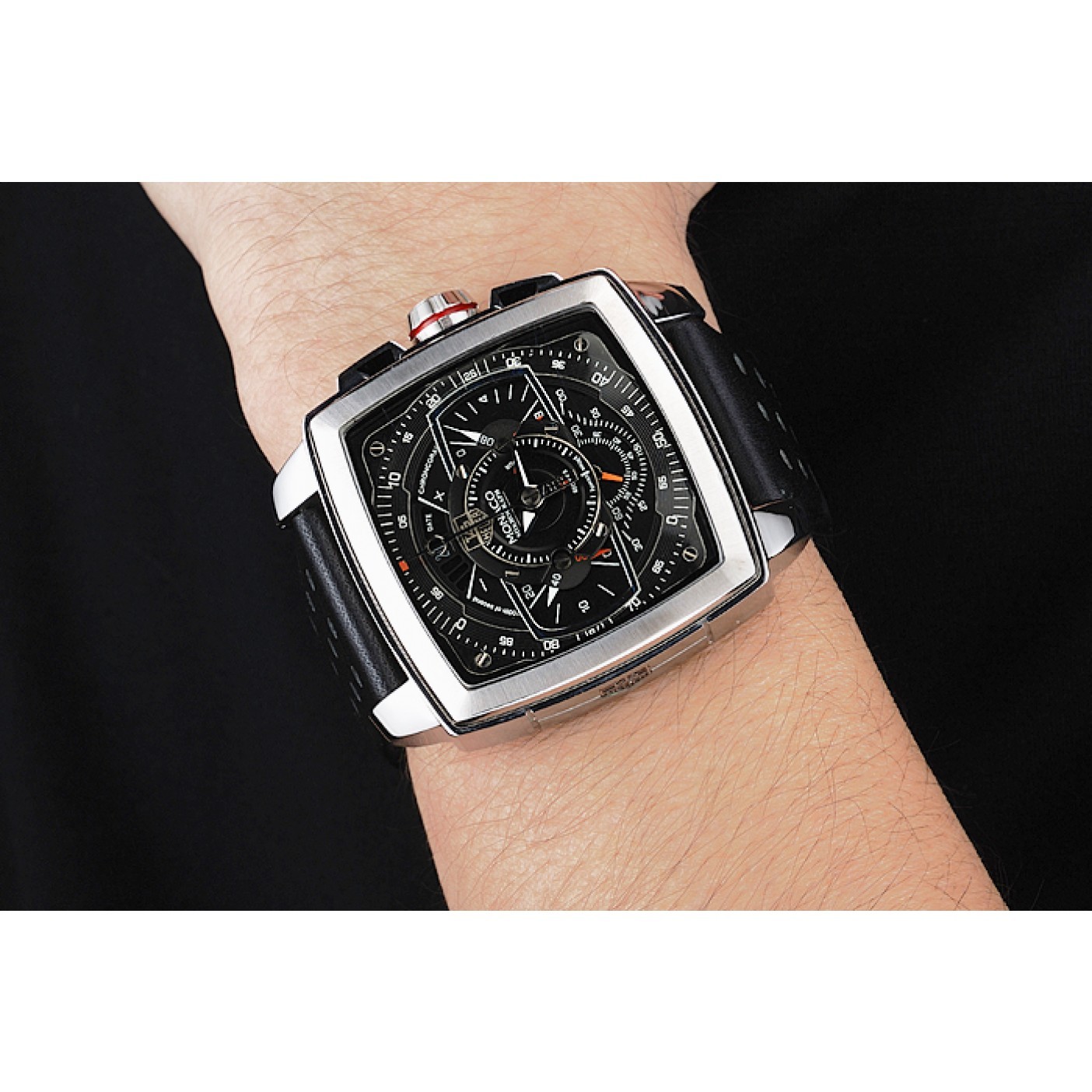 MiroTime Tag Heuer Monaco Mikrograph Black Leather Strap Black Dial 7923