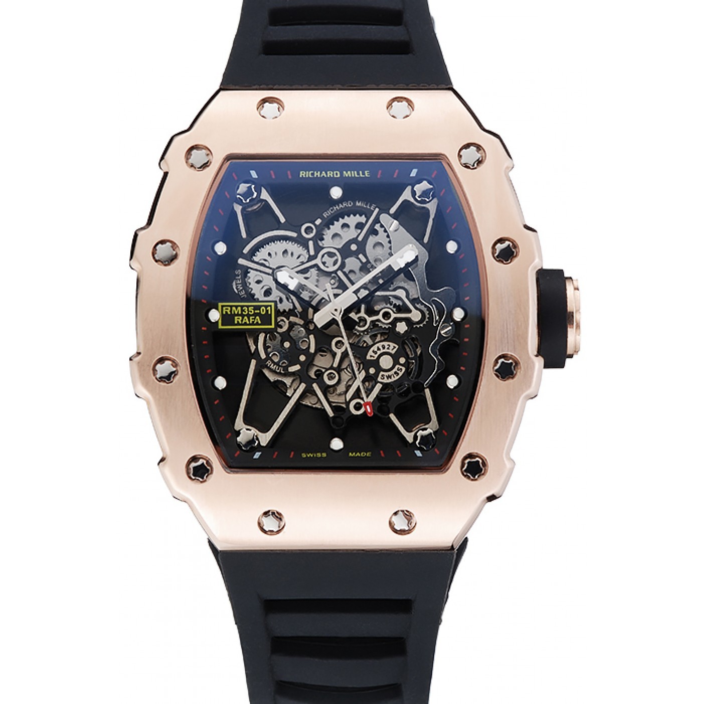 MiroTime Richard Mille RM 35-01 Rafael Nadal Gold Case Black Rubber Bracelet 1454197