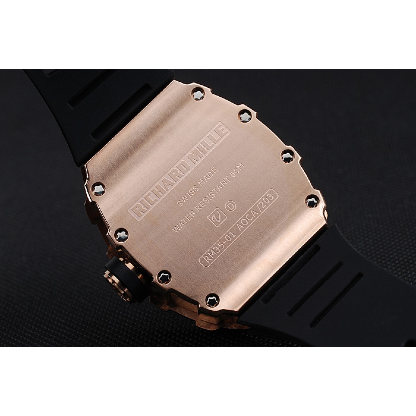 MiroTime Richard Mille RM 35-01 Rafael Nadal Gold Case Black Rubber Bracelet 1454197