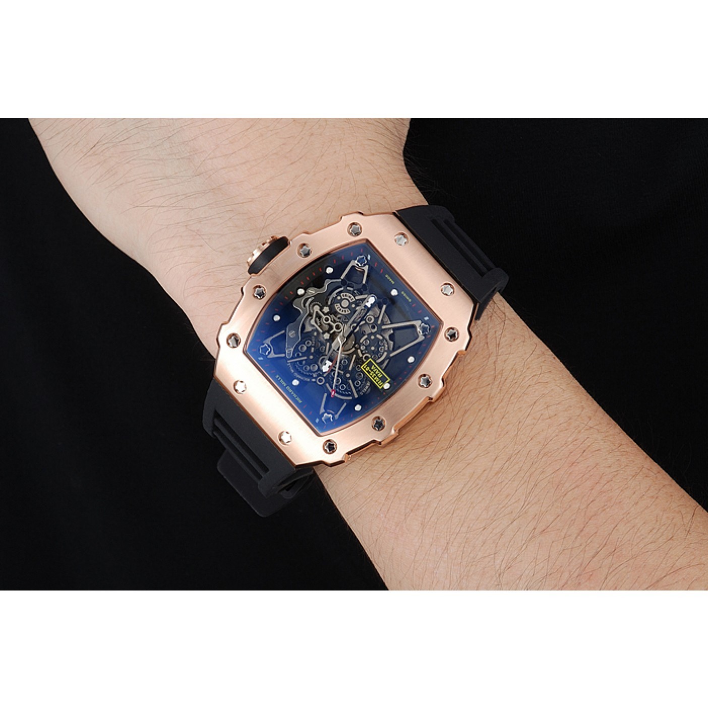 MiroTime Richard Mille RM 35-01 Rafael Nadal Gold Case Black Rubber Bracelet 1454197