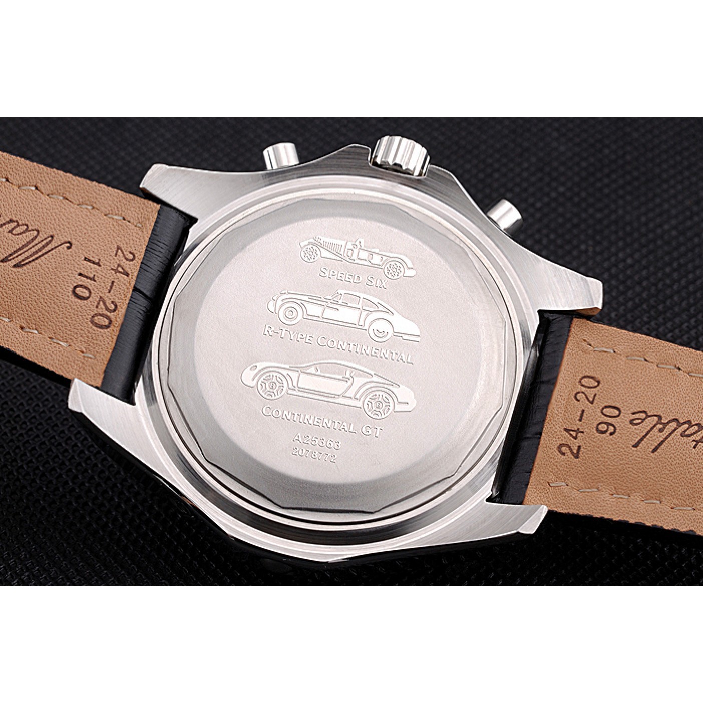 MiroTime Breitling Bentley Mulliner Tourbillon Black Dial Stainless Steel Case Black Leather Strap 622728