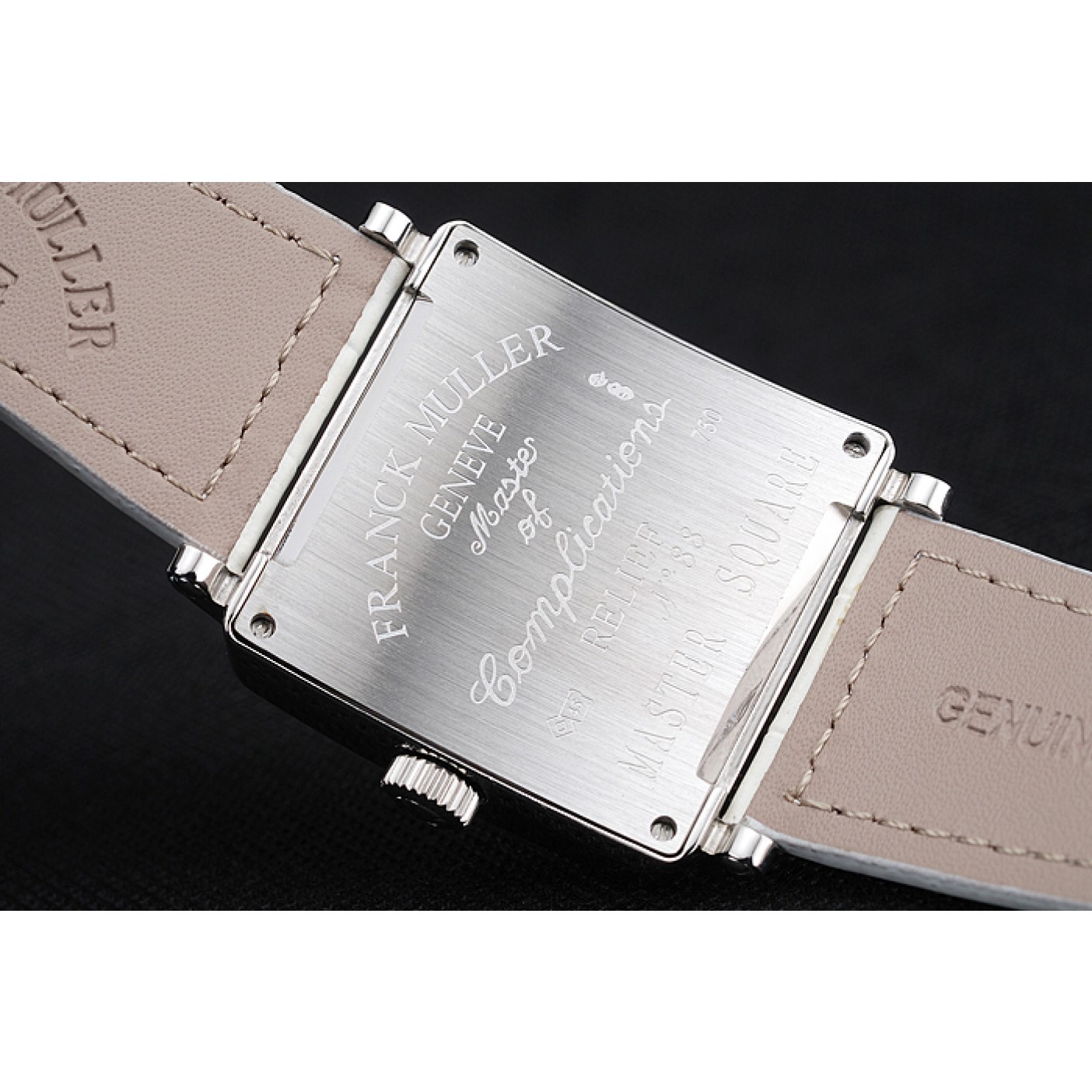 MiroTime Franck Muller Master Square Diamond Encrusted Stainless Steel Bezel White Croco Bracelet 80284
