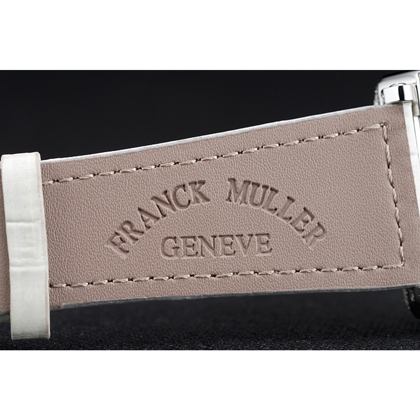 MiroTime Franck Muller Master Square Diamond Encrusted Stainless Steel Bezel White Croco Bracelet 80284