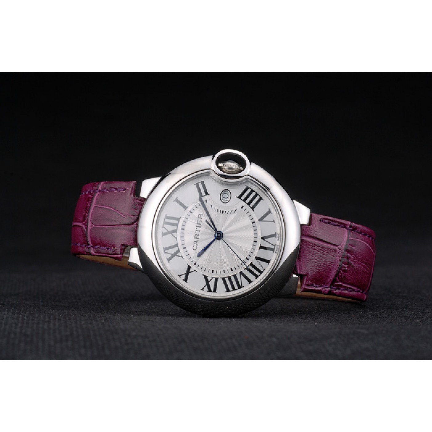 MiroTime Cartier Ballon Bleu 38mm White Dial Stainless Steel Case Purple Leather Bracelet