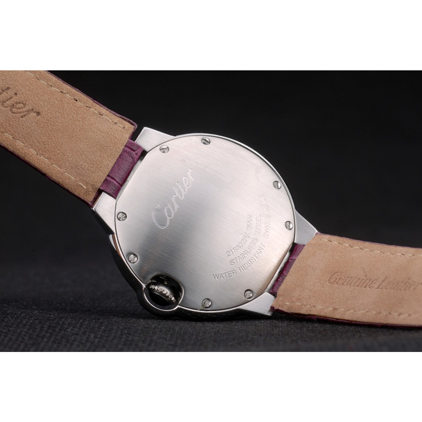 MiroTime Cartier Ballon Bleu 38mm White Dial Stainless Steel Case Purple Leather Bracelet