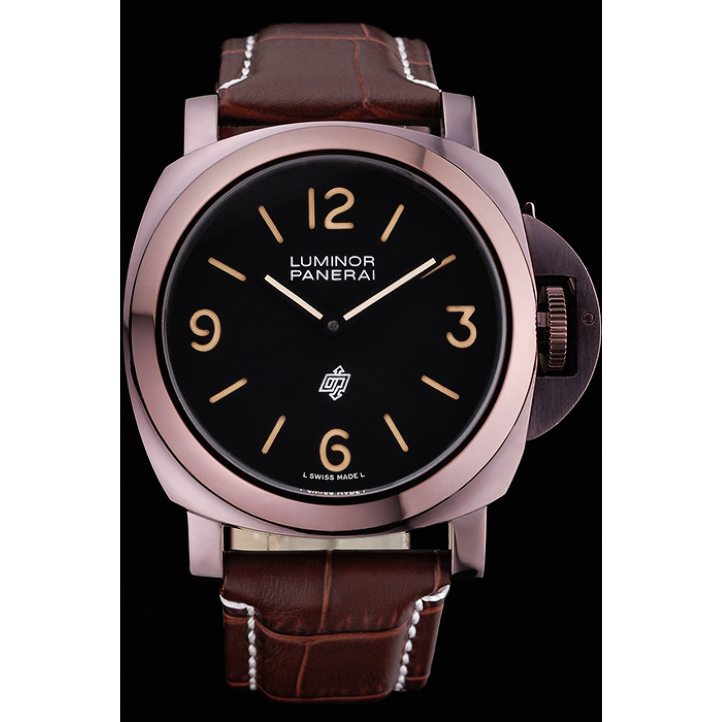 MiroTime Panerai Luminor Brown Leather Strap Black Dial 80164