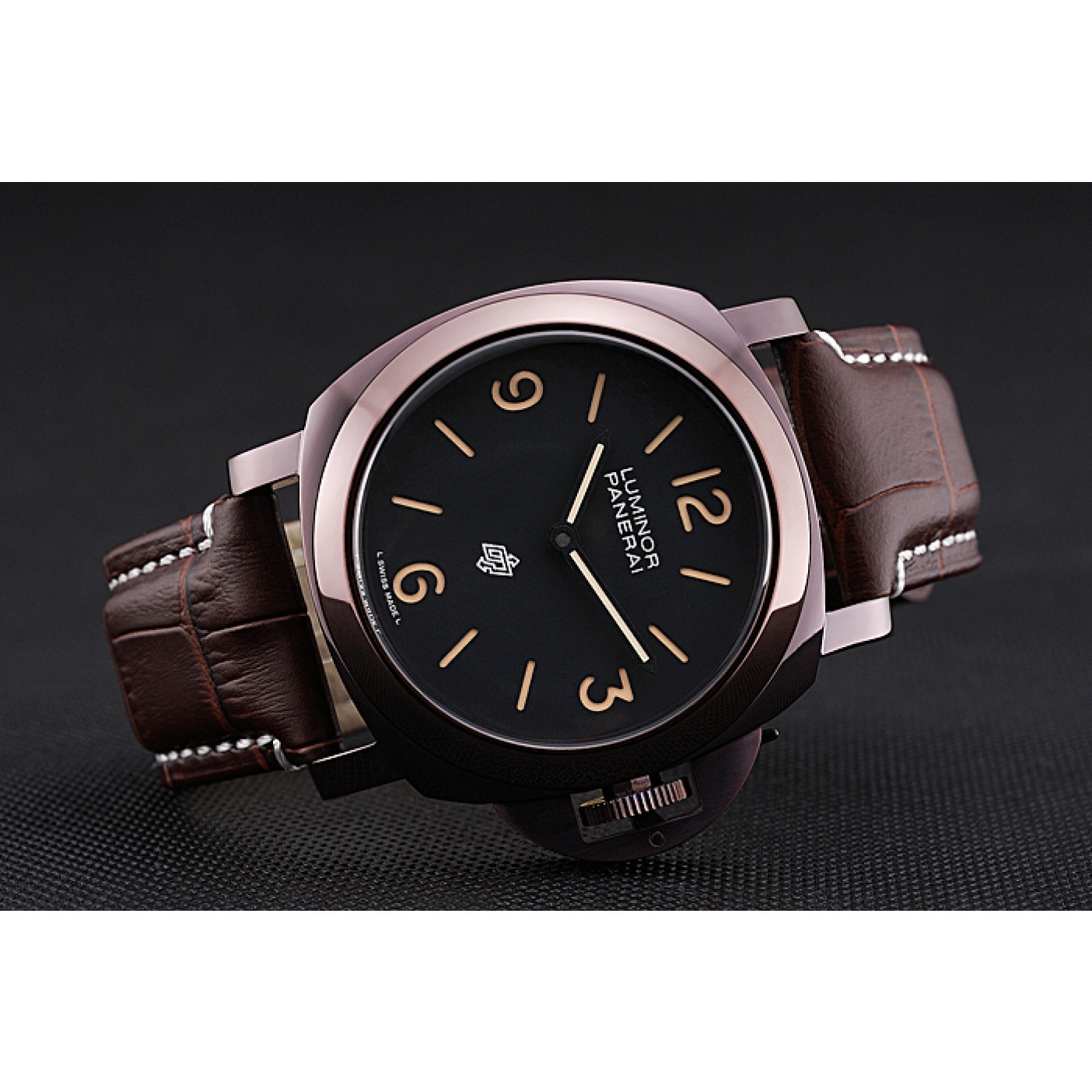 MiroTime Panerai Luminor Brown Leather Strap Black Dial 80164