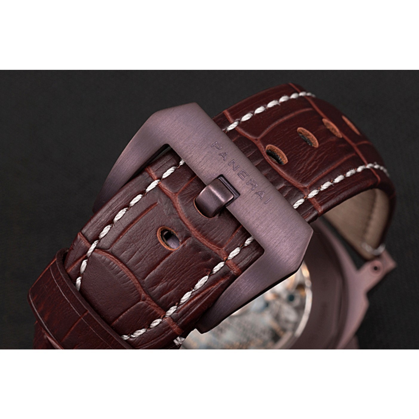 MiroTime Panerai Luminor Brown Leather Strap Black Dial 80164