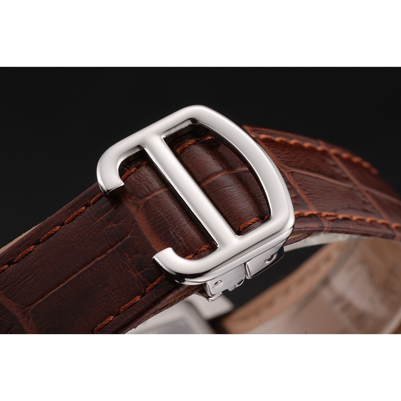 MiroTime Swiss Cartier Tank MC White Dial Stainless Steel Case Brown Leather Strap