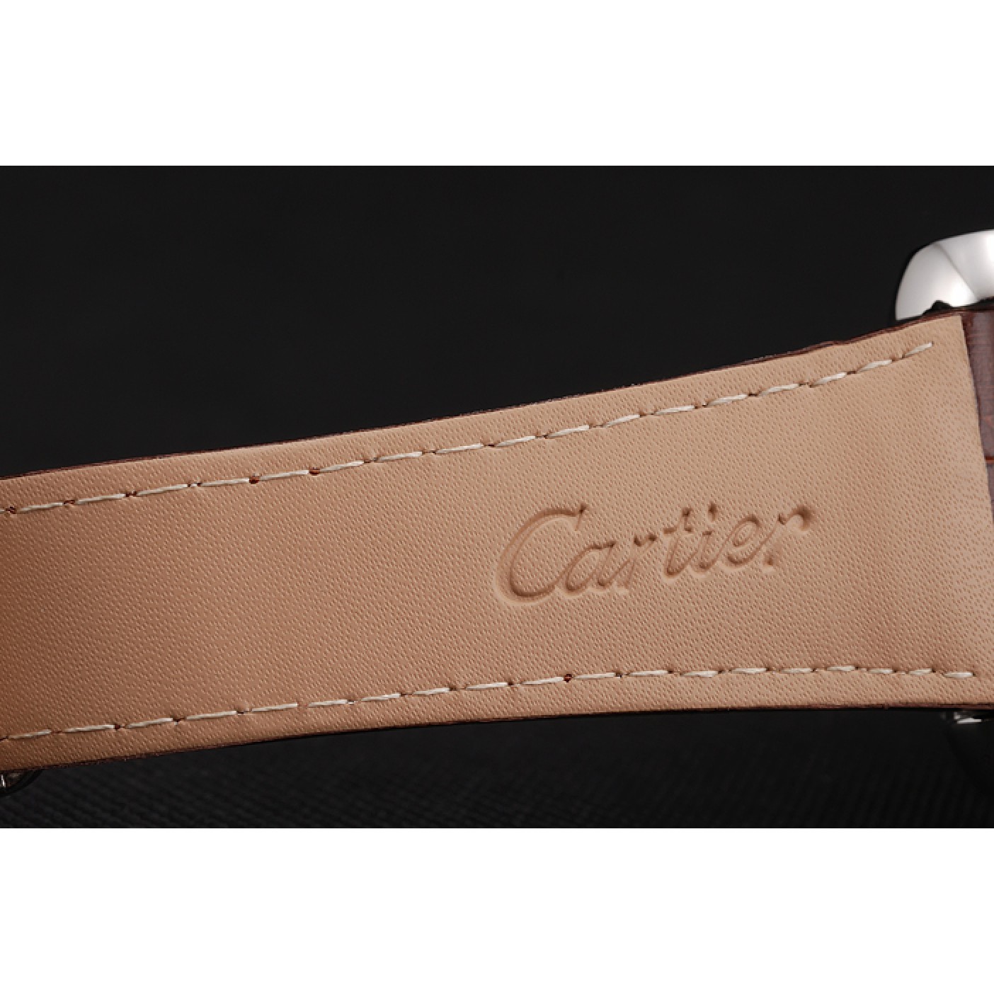 MiroTime Swiss Cartier Tank MC White Dial Stainless Steel Case Brown Leather Strap