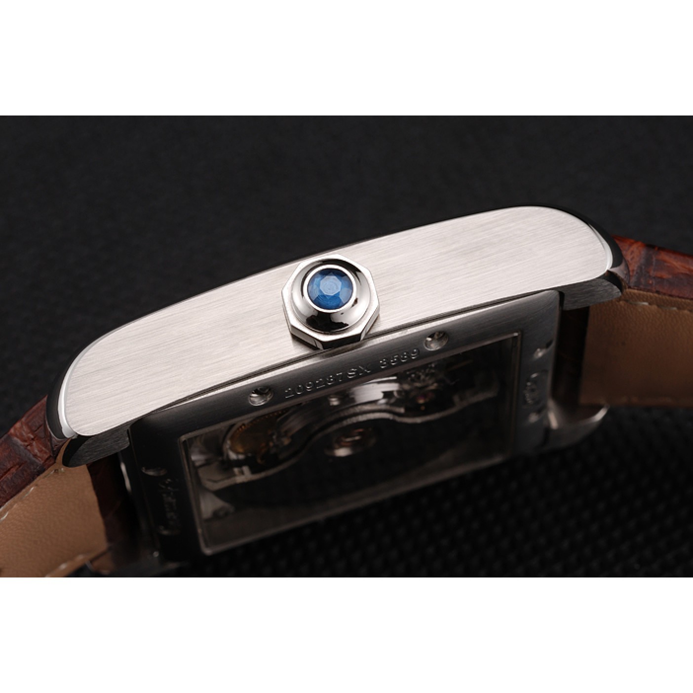 MiroTime Swiss Cartier Tank MC White Dial Stainless Steel Case Brown Leather Strap