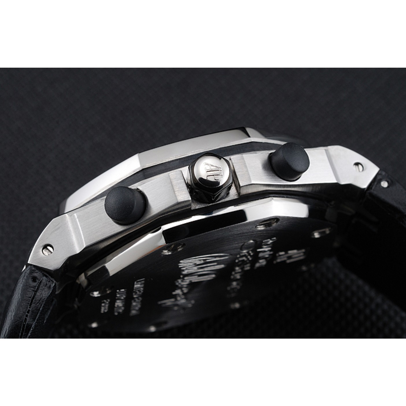 MiroTime Swiss Audemars Piguet Royal Oak Offshore Gold Dial Stainless Steel Case Black Leather Strap 622849