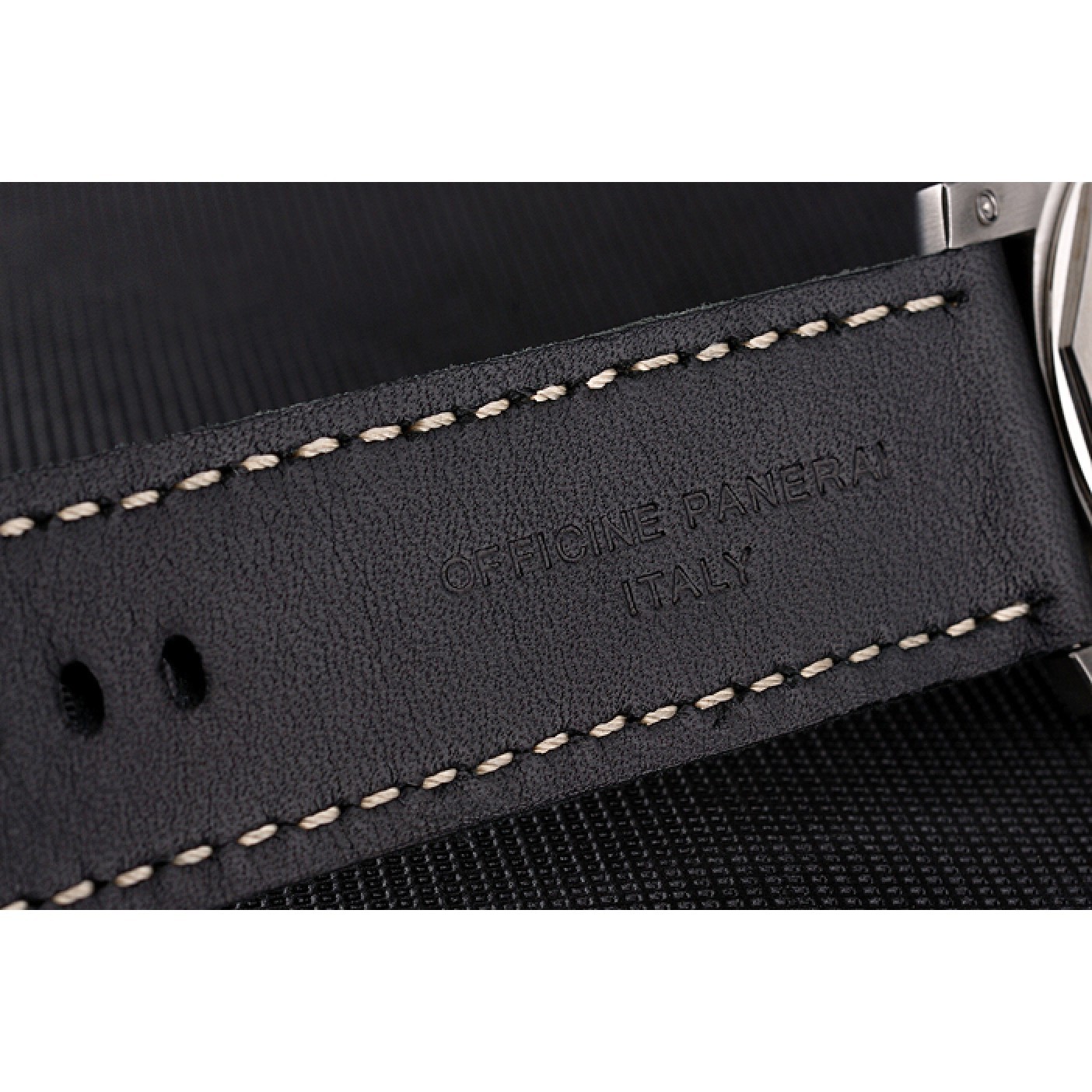 MiroTime Panerai Luminor Submersible Black Dial Stainless Steel Case Black Bezel Black Leather Strap