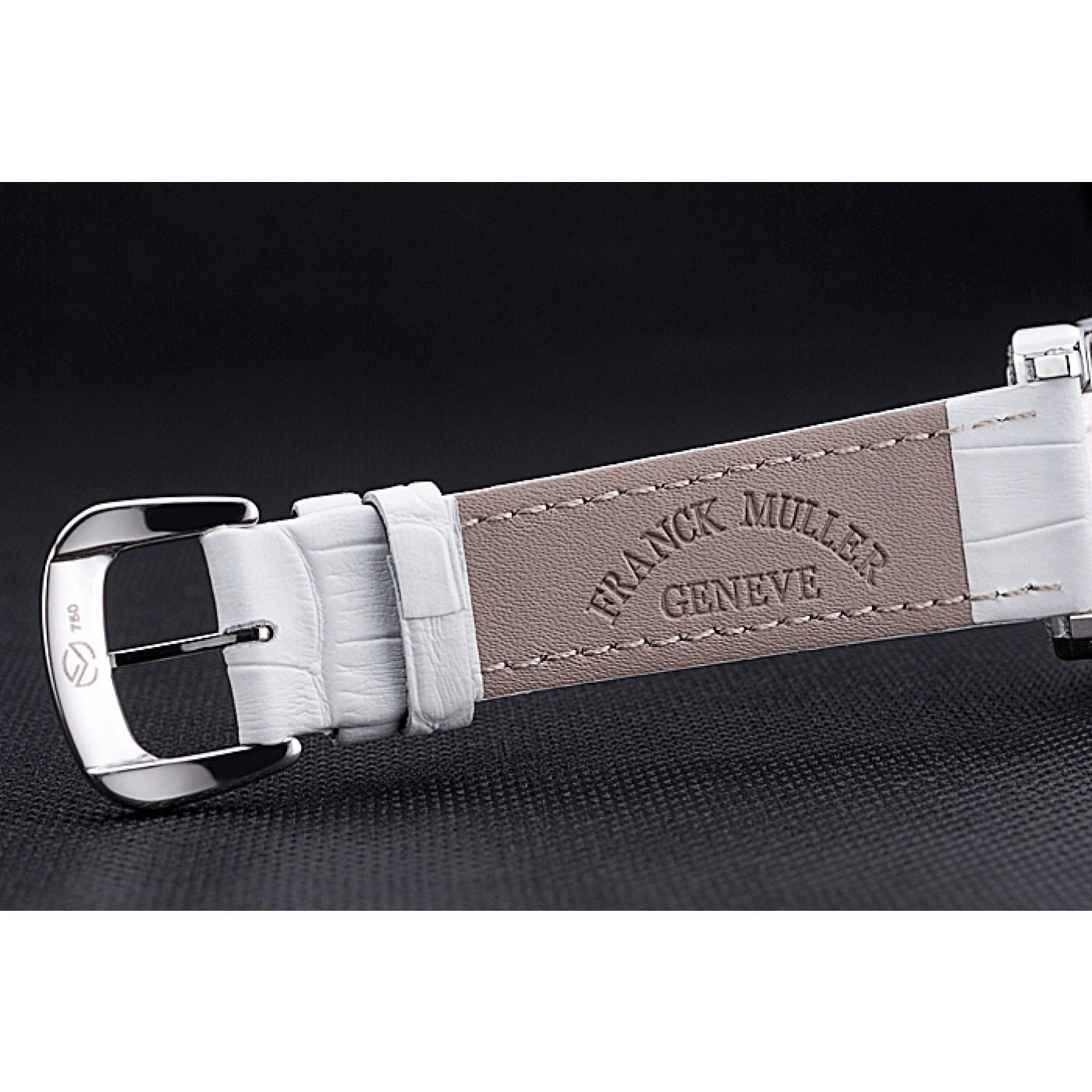 MiroTime Franck Muller Long Island Classic White Dial Diamonds Case White Leather Band 622368