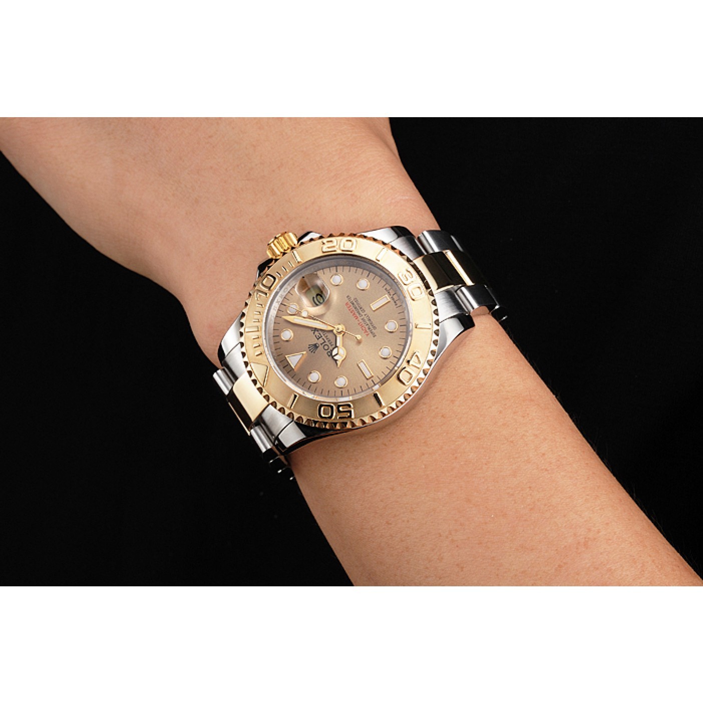 MiroTime Swiss Rolex Yacht-Master Gray Dial Gold Bezel Stainless Steel Case Two Tone Dial