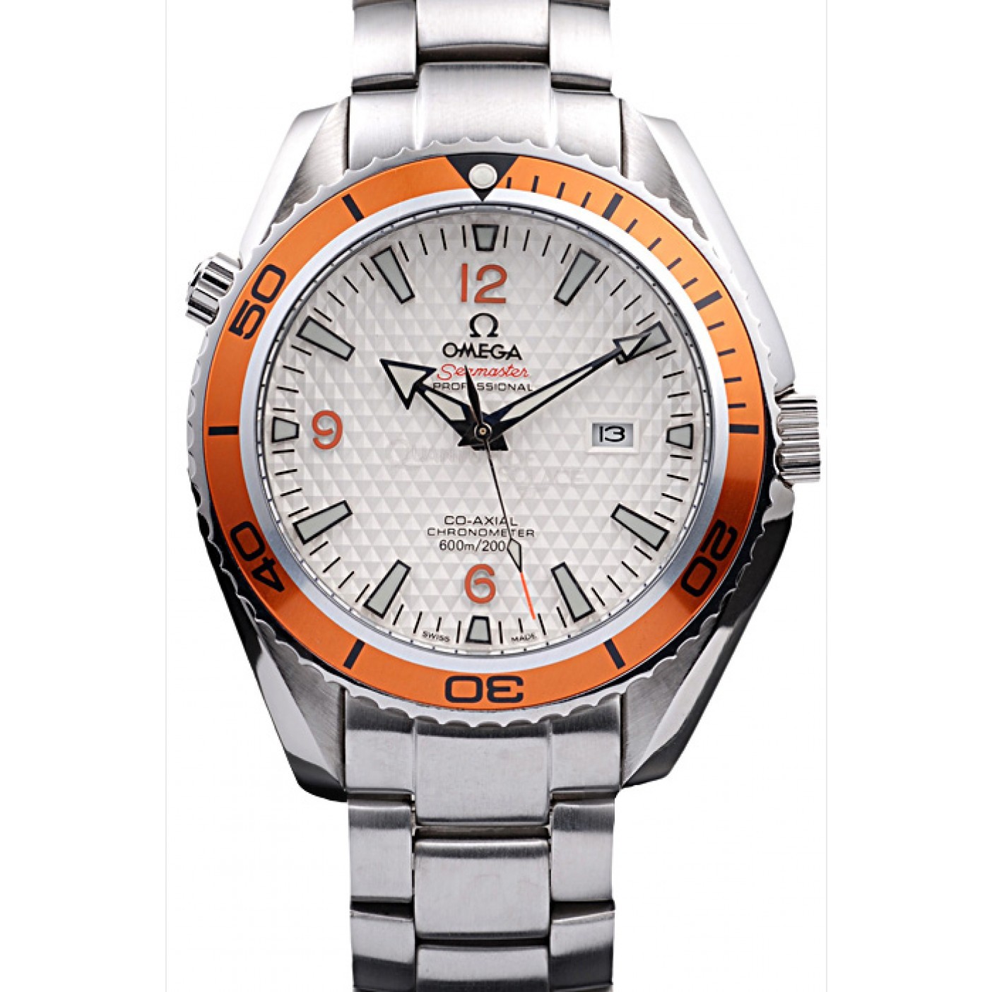 MiroTime Omega Seamaster Planet Ocean Co-axial Orange Case White Dial