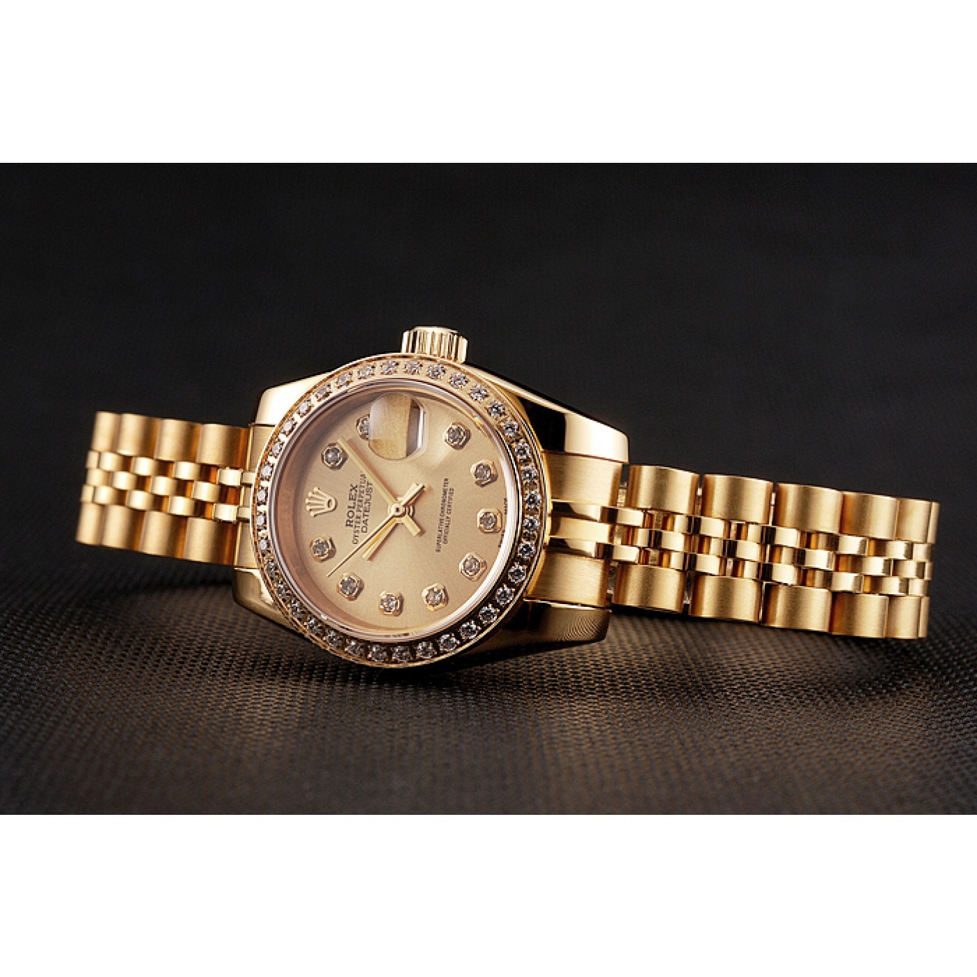 MiroTime Swiss Rolex Lady-Datejust Champagne Dial Diamond Bezel Gold Jubilee Bracelet 1454096