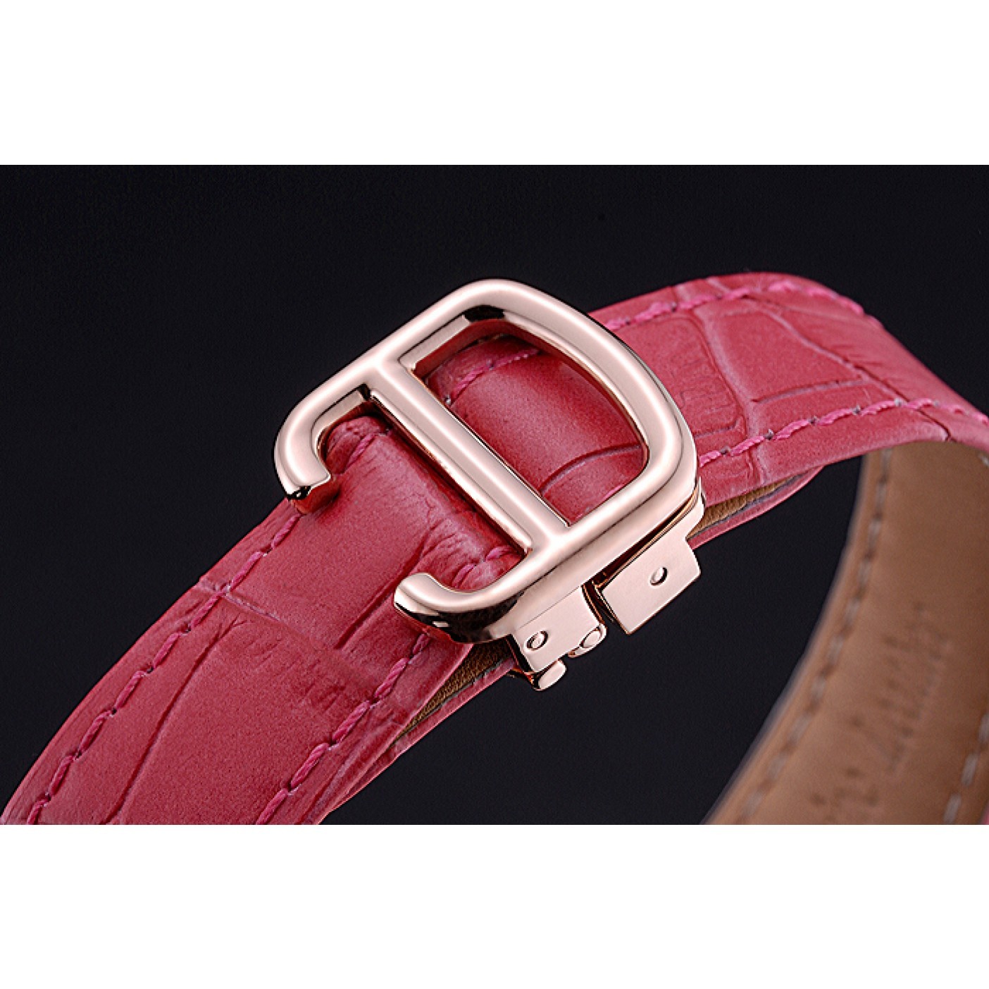 MiroTime Swiss Cartier Ballon Bleu de Cartier White Dial Diamonds Case Pink Leather Bracelet 622553