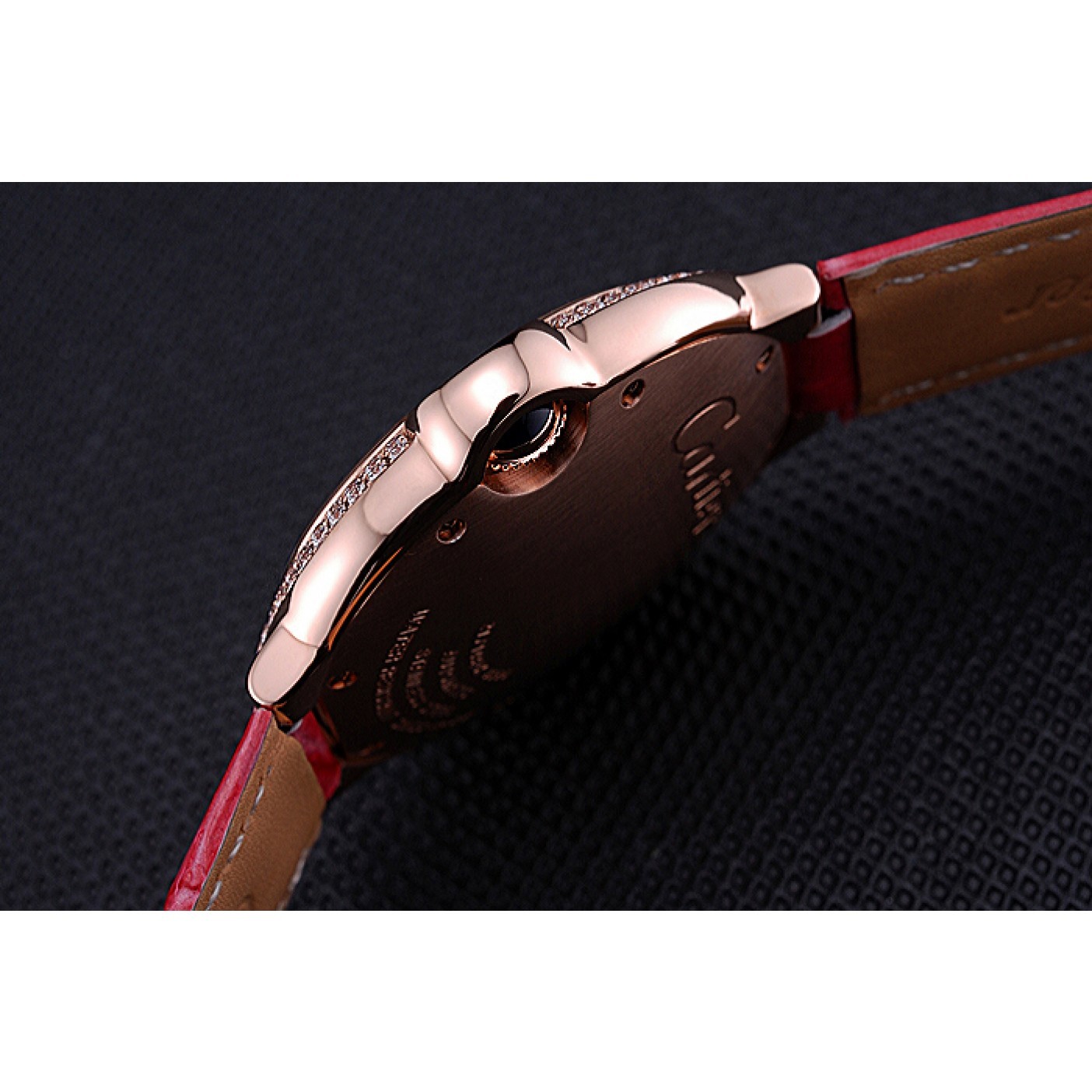 MiroTime Swiss Cartier Ballon Bleu de Cartier White Dial Diamonds Case Pink Leather Bracelet 622553