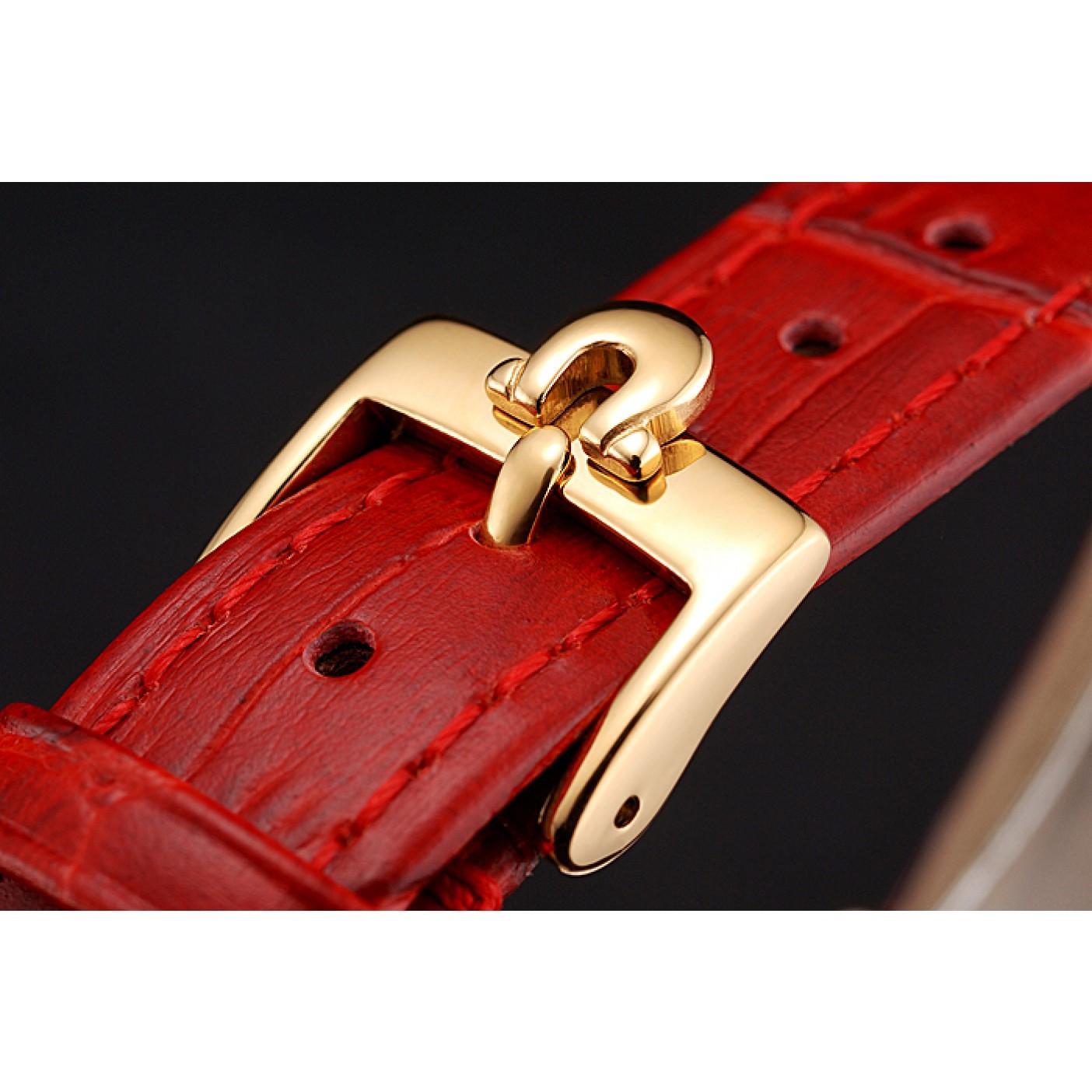 MiroTime Omega De Ville Prestige Small Seconds White Dial Diamond Bezel Rose Gold Case Red Leather Strap