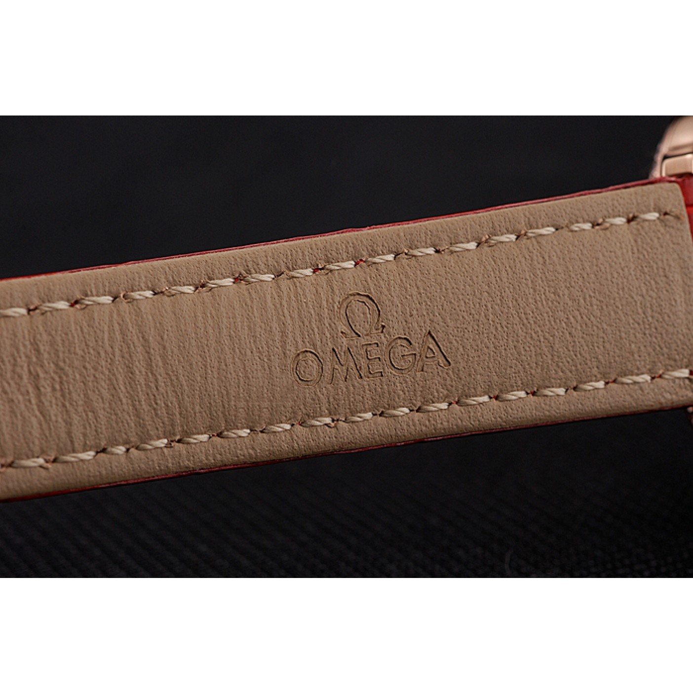MiroTime Omega De Ville Prestige Small Seconds White Dial Diamond Bezel Rose Gold Case Red Leather Strap