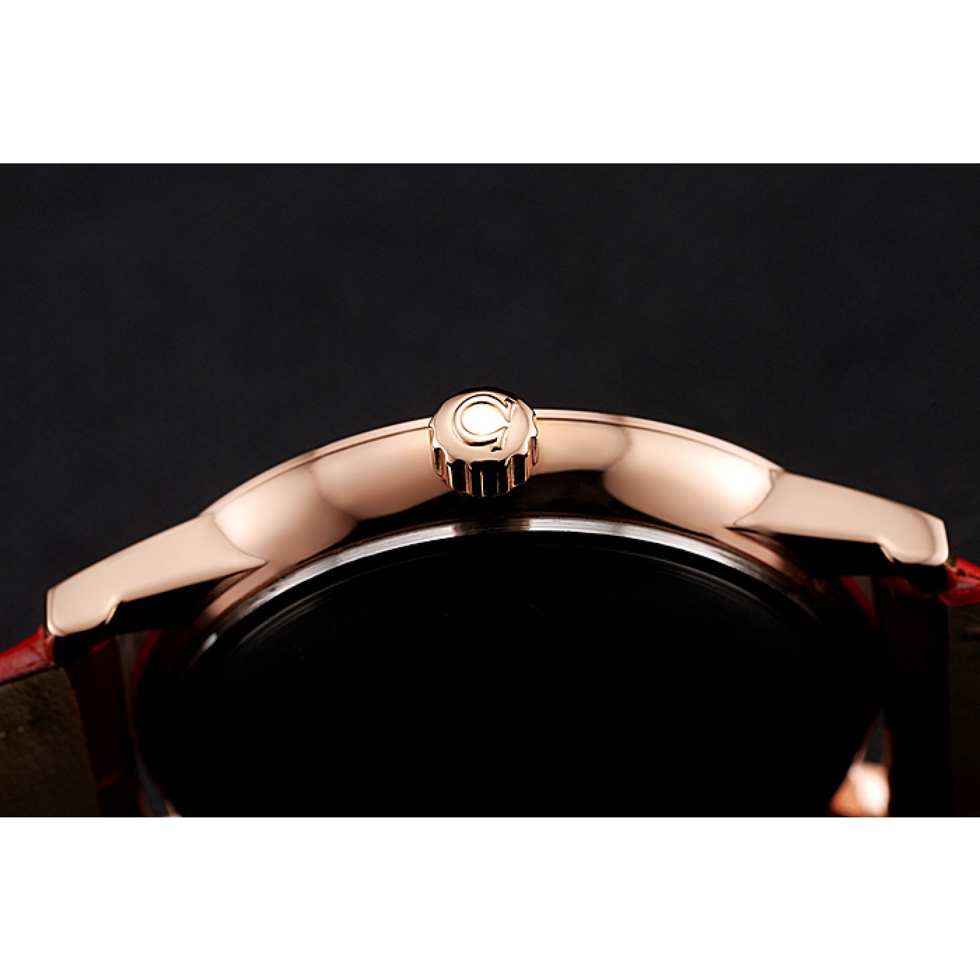 MiroTime Omega De Ville Prestige Small Seconds White Dial Diamond Bezel Rose Gold Case Red Leather Strap