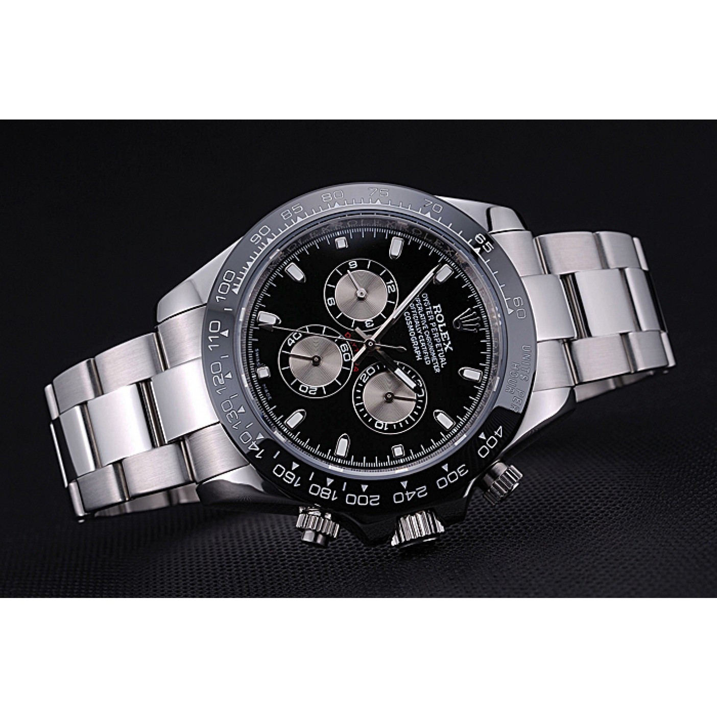 MiroTime Rolex Cosmograph Daytona Black Dial Stainless Steel Bracelet 622543