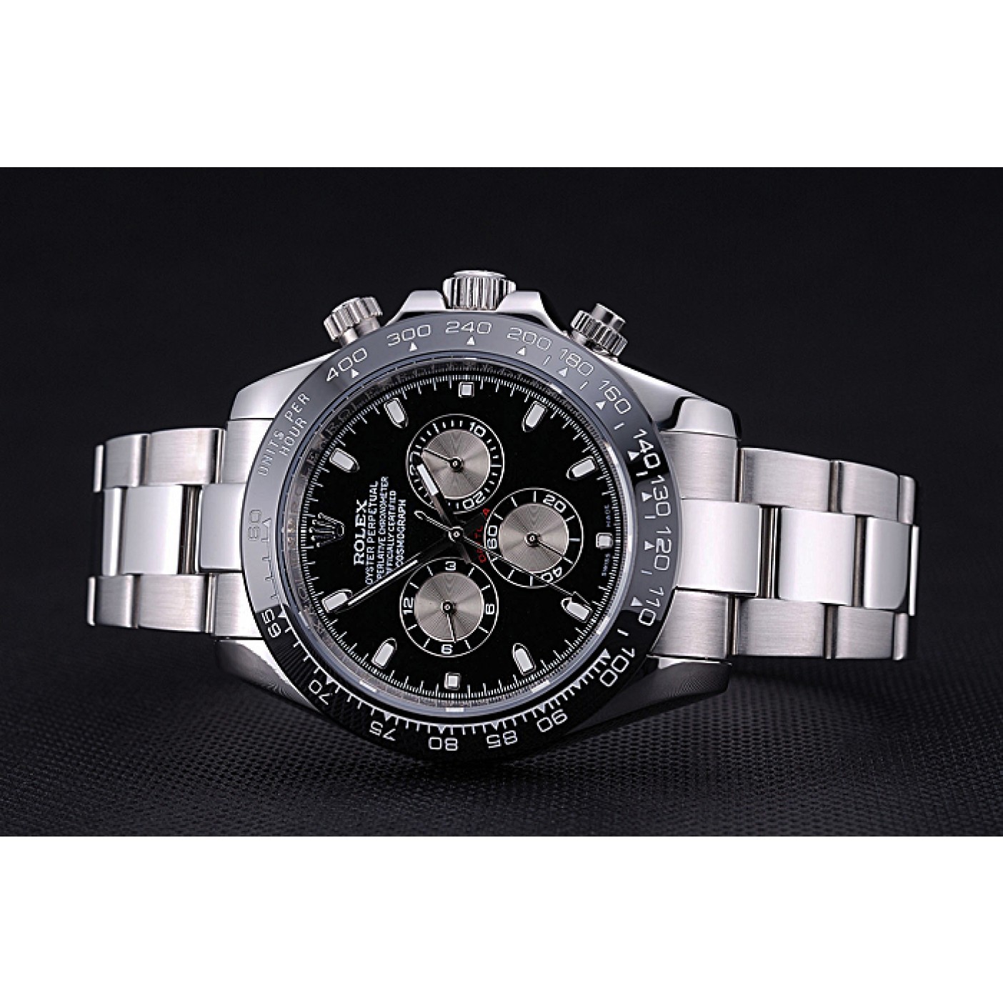 MiroTime Rolex Cosmograph Daytona Black Dial Stainless Steel Bracelet 622543