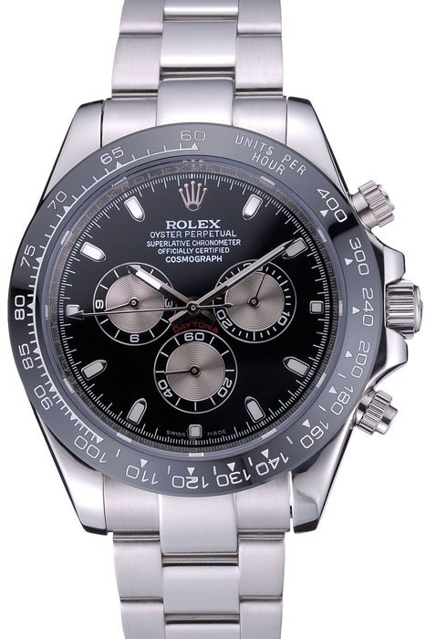 MiroTime Rolex Cosmograph Daytona Black Dial Stainless Steel Bracelet 622543