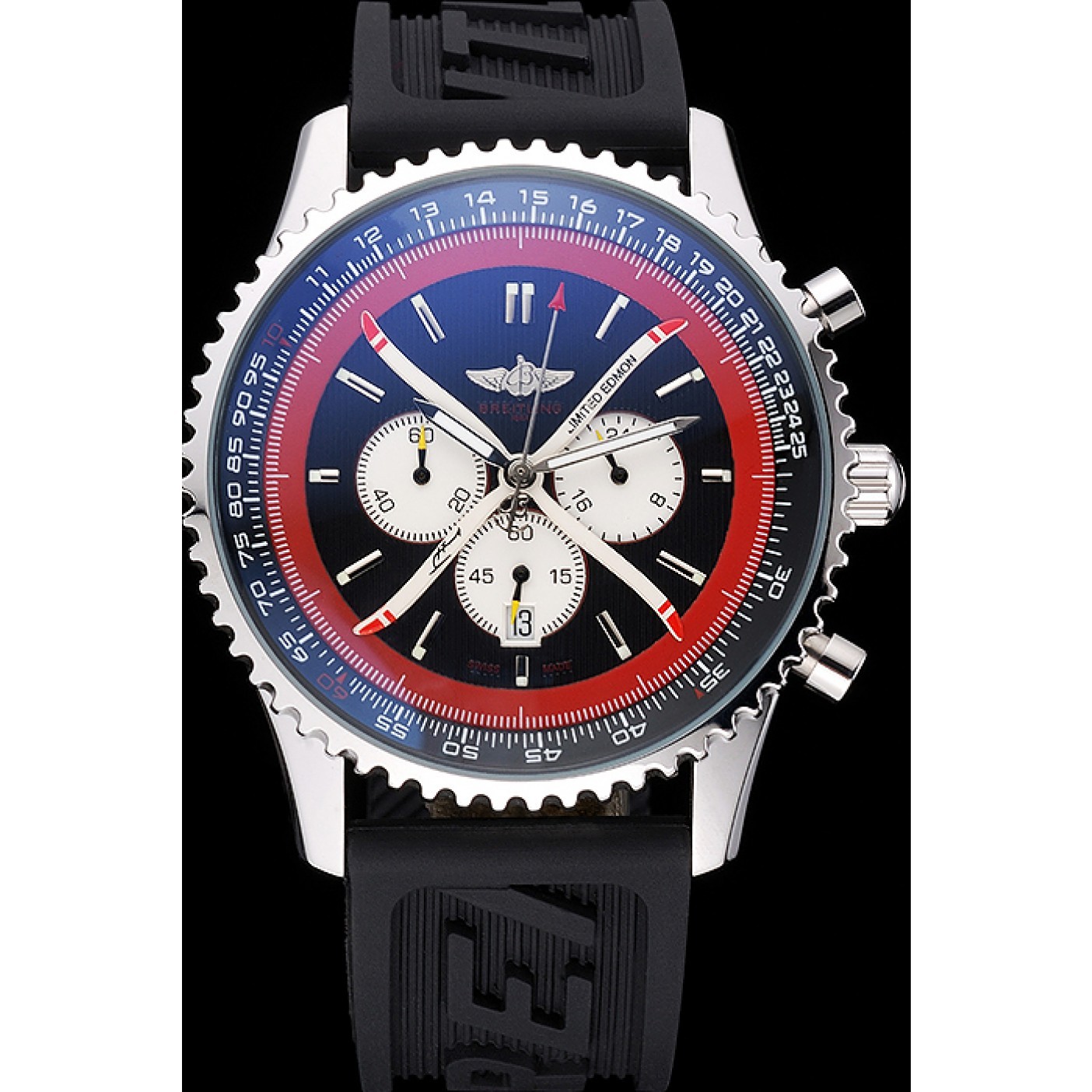 MiroTime Breitling Certifie Black Rubber Strap Black Dial Chronograph 80182
