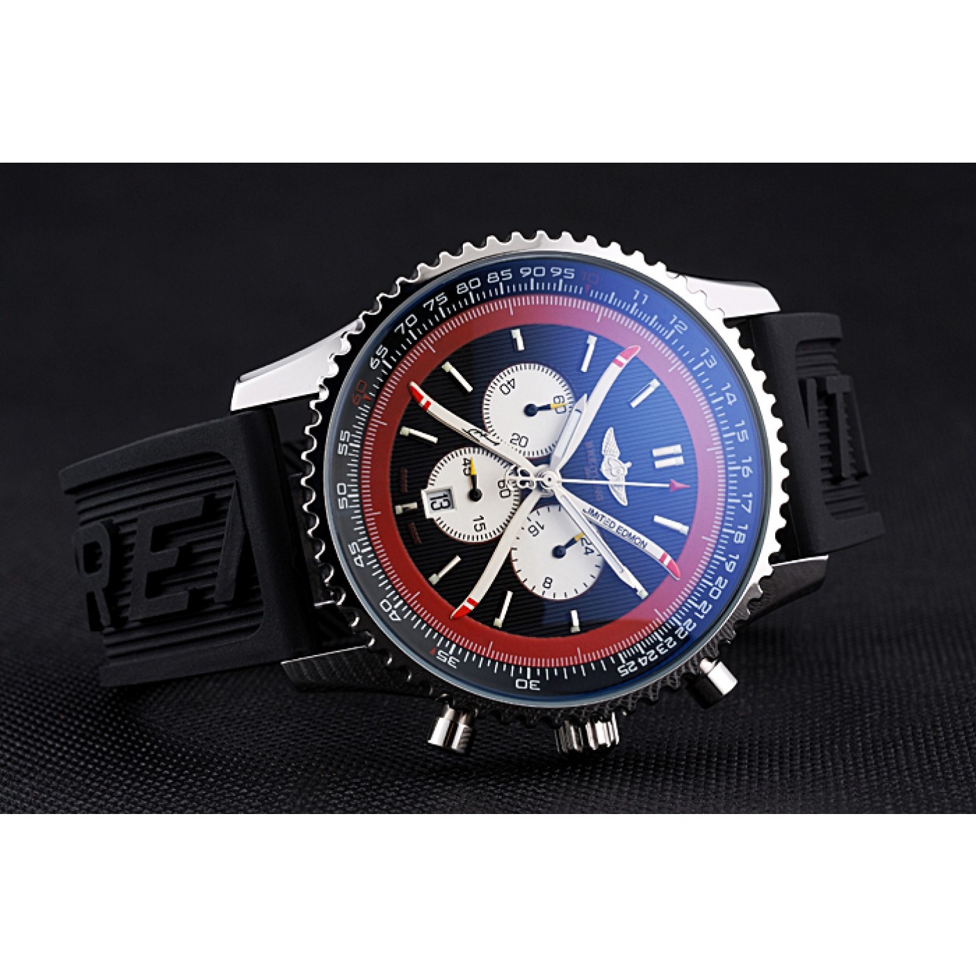 MiroTime Breitling Certifie Black Rubber Strap Black Dial Chronograph 80182