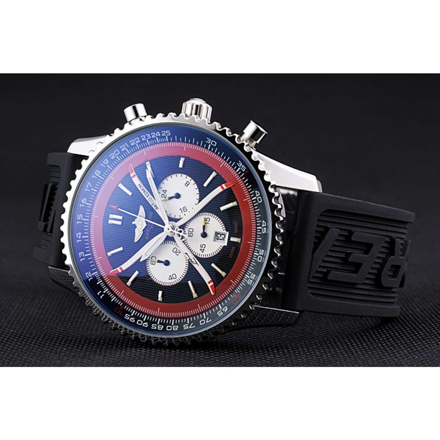 MiroTime Breitling Certifie Black Rubber Strap Black Dial Chronograph 80182