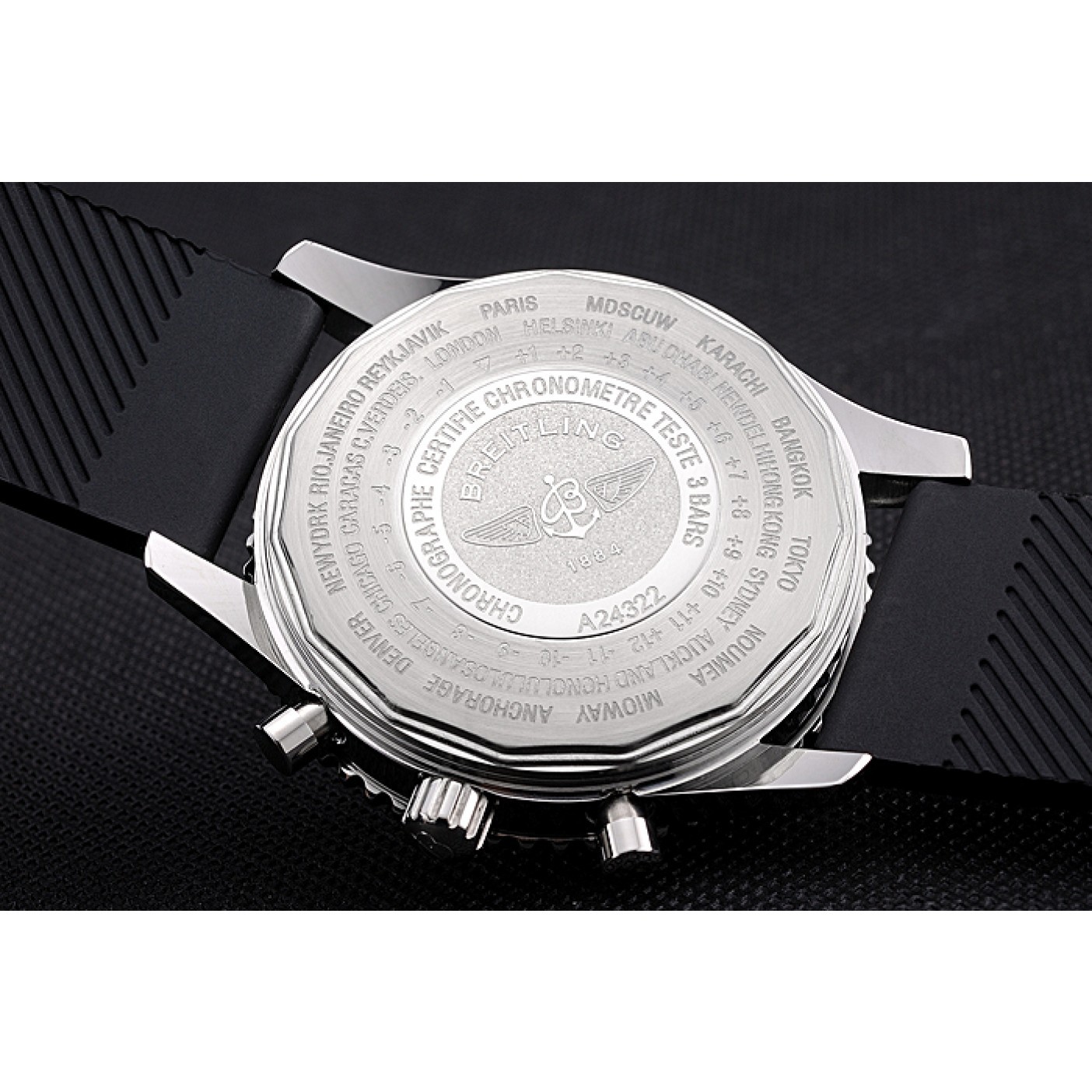 MiroTime Breitling Certifie Black Rubber Strap Black Dial Chronograph 80182