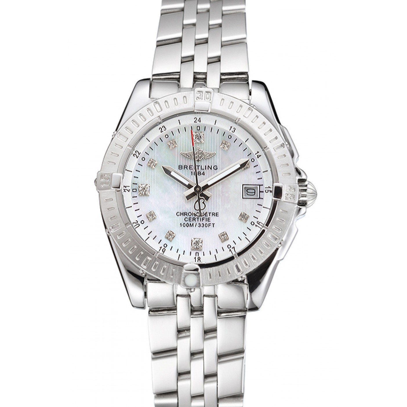 MiroTime Breitling Colt Lady Pearl Dial Diamond Hour Marks Stainless Steel Case And Bracelet