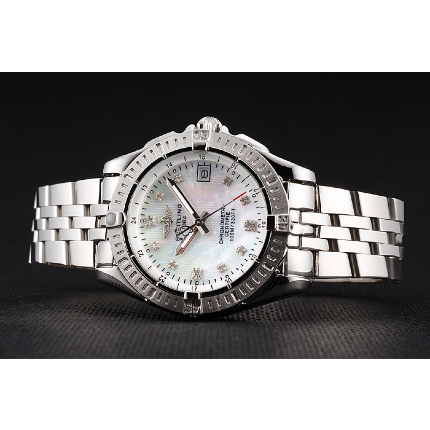 MiroTime Breitling Colt Lady Pearl Dial Diamond Hour Marks Stainless Steel Case And Bracelet