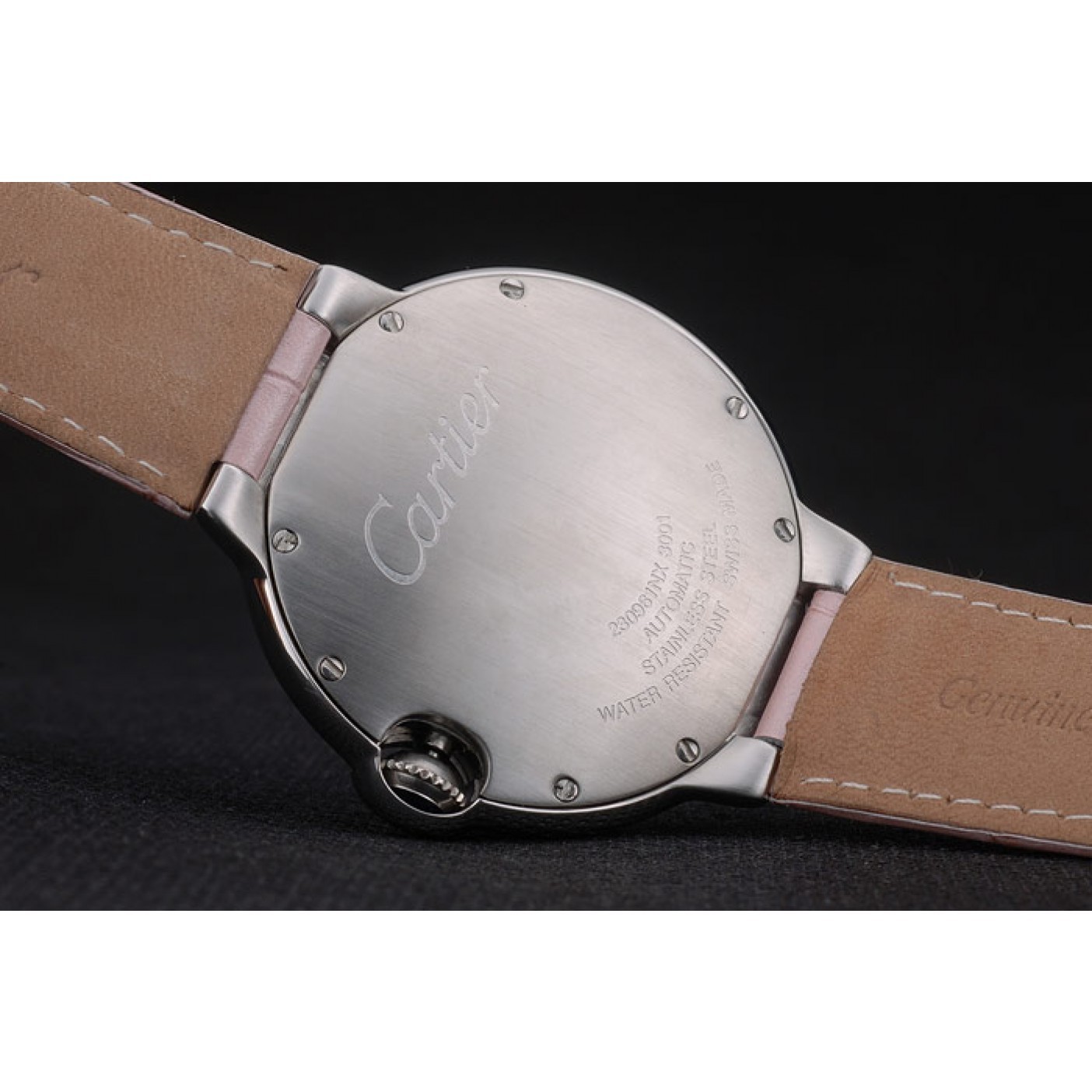 MiroTime Cartier Ballon Bleu 42mm White Dial Stainless Steel Case Pink Leather Bracelet