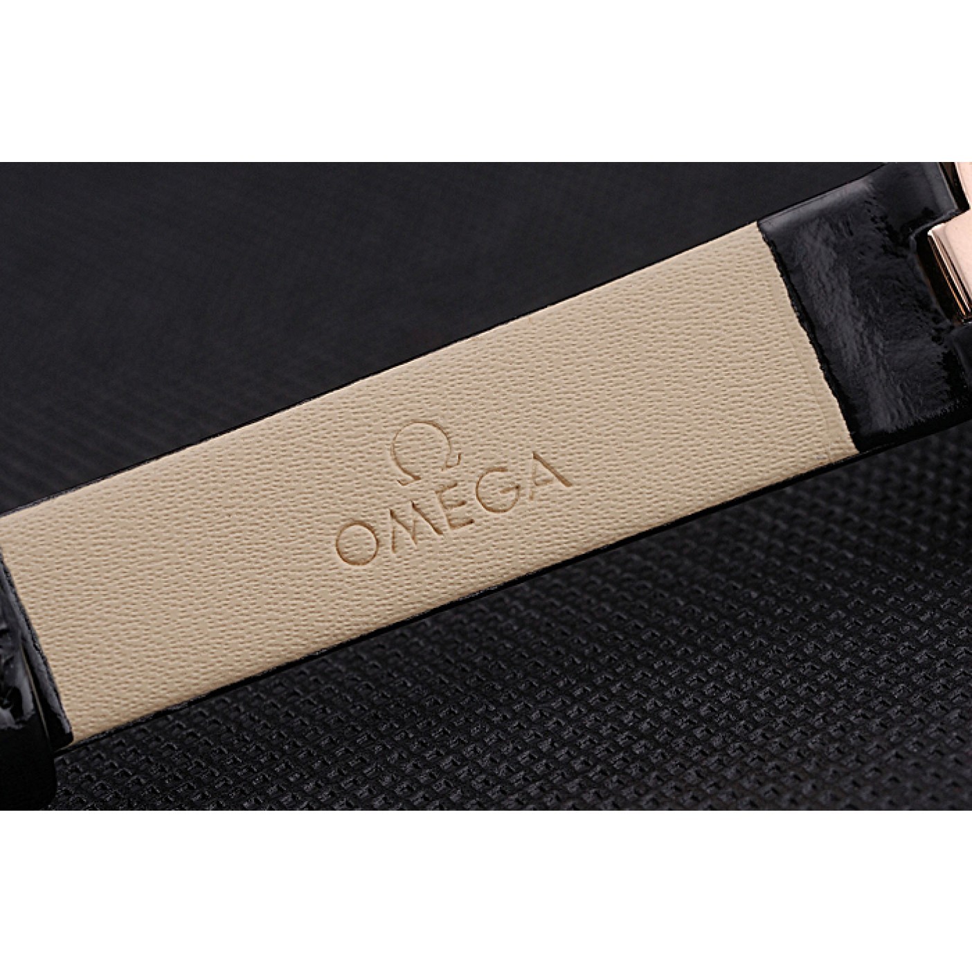 MiroTime Omega Ladies Watch Blue Dial Gold Case With Diamonds Black Leather Strap 622830