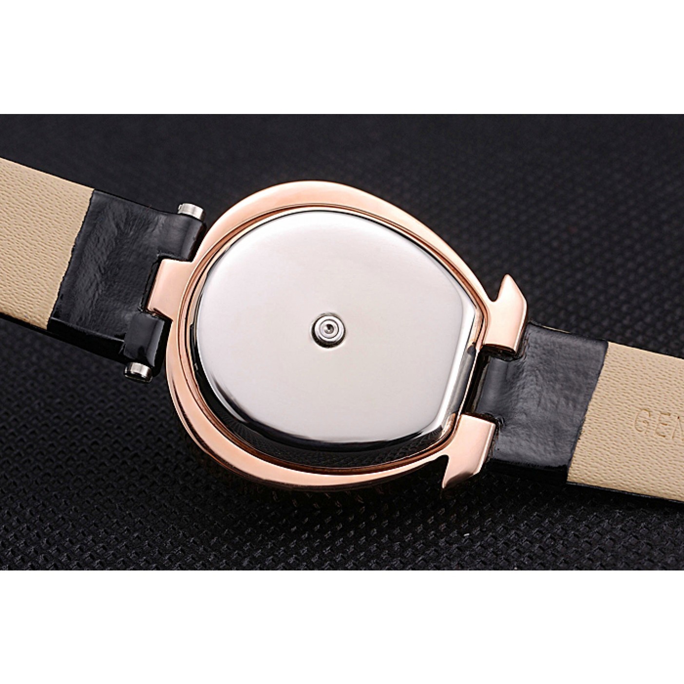 MiroTime Omega Ladies Watch Blue Dial Gold Case With Diamonds Black Leather Strap 622830