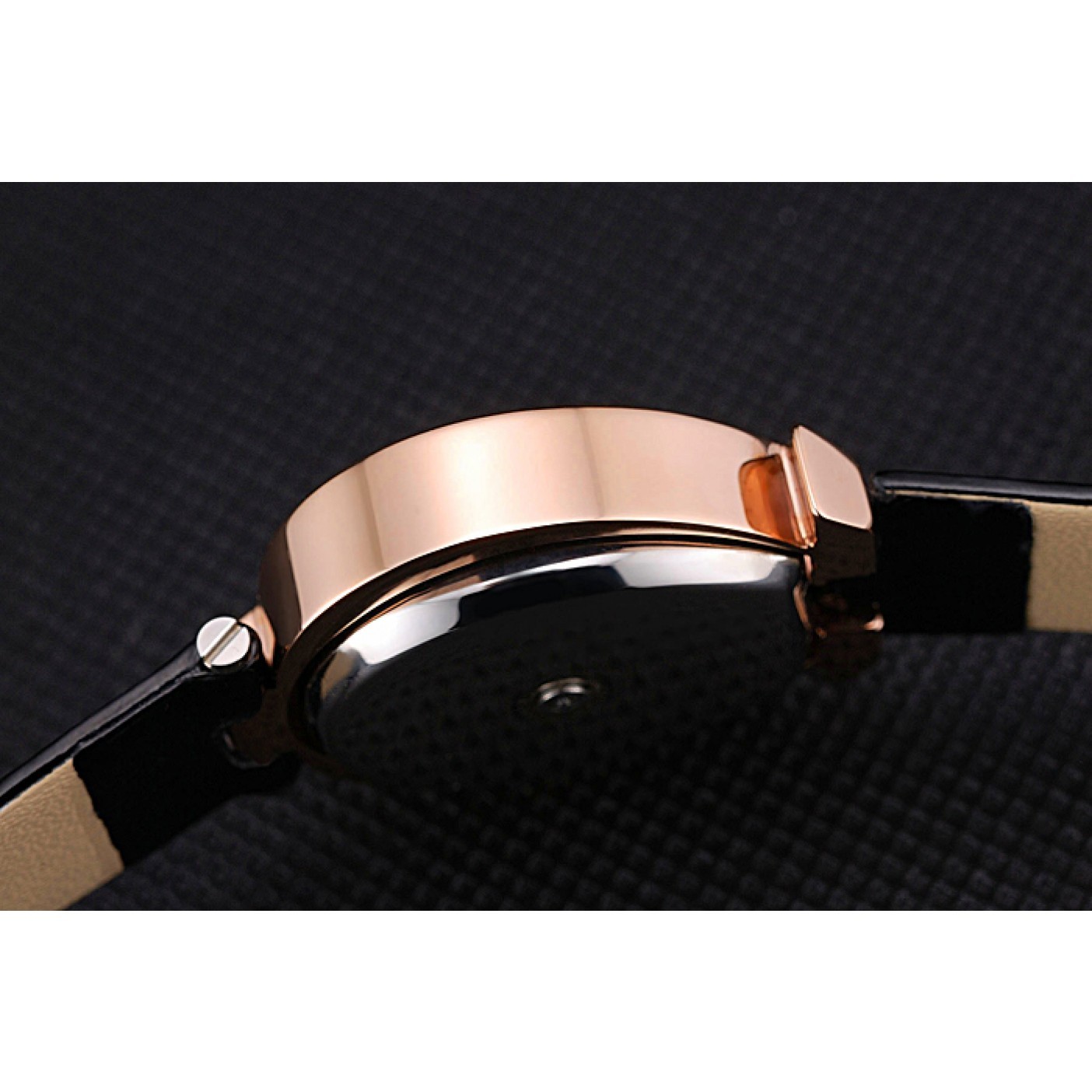 MiroTime Omega Ladies Watch Blue Dial Gold Case With Diamonds Black Leather Strap 622830