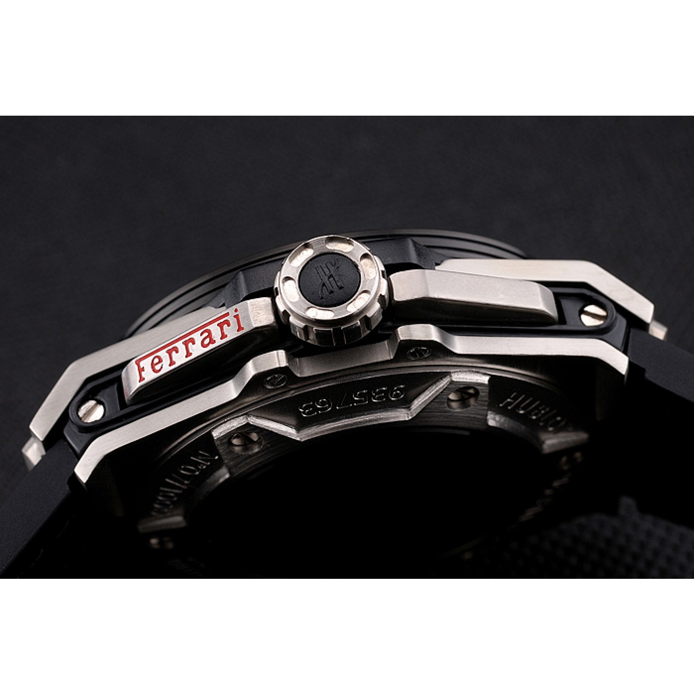MiroTime Hublot Big Bang Ferrari Black Dial And Bezel Stainless Steel Case Black Leather Strap 622767
