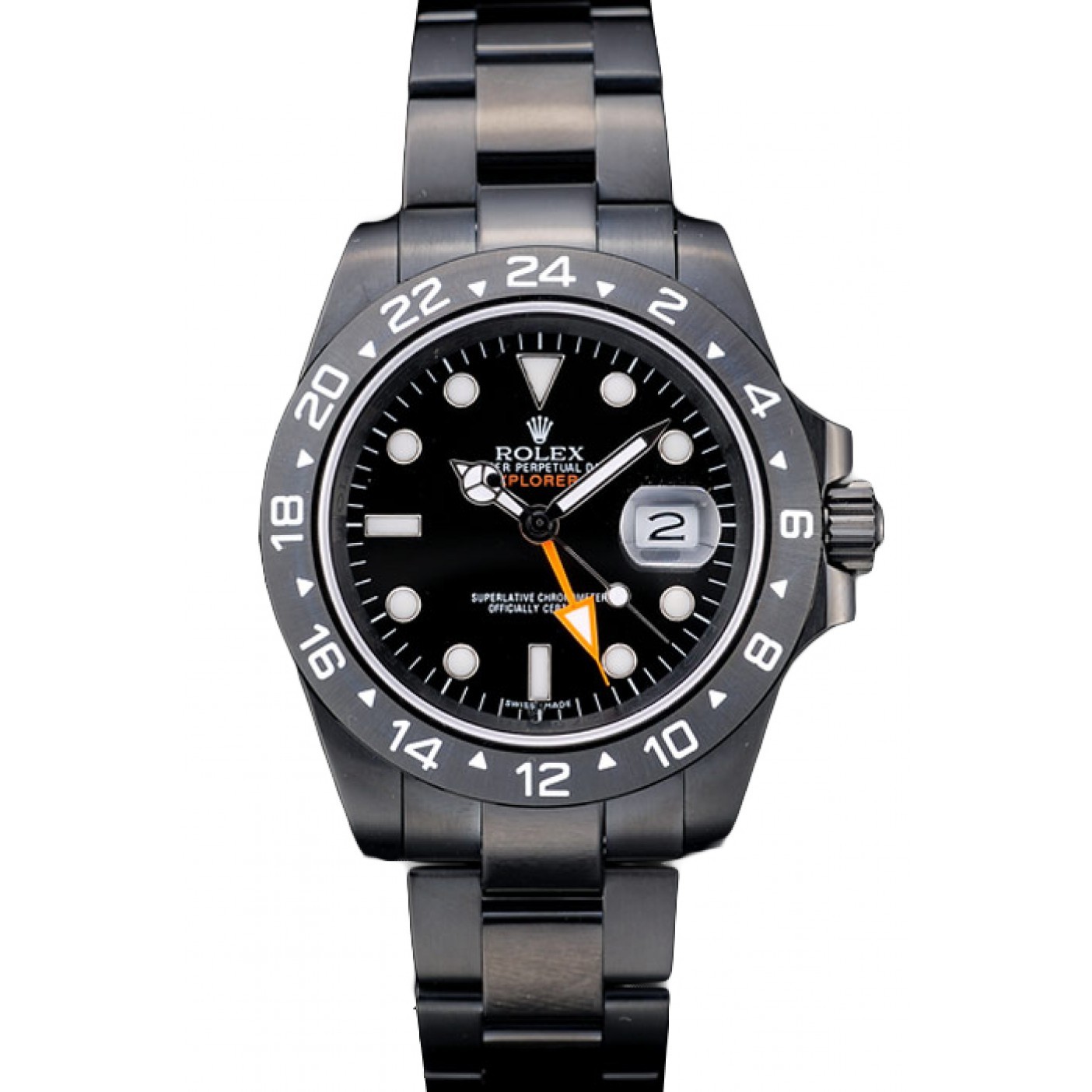 MiroTime Rolex Swiss Explorer Black Ceramic Bezel Black Dial Watch 98239